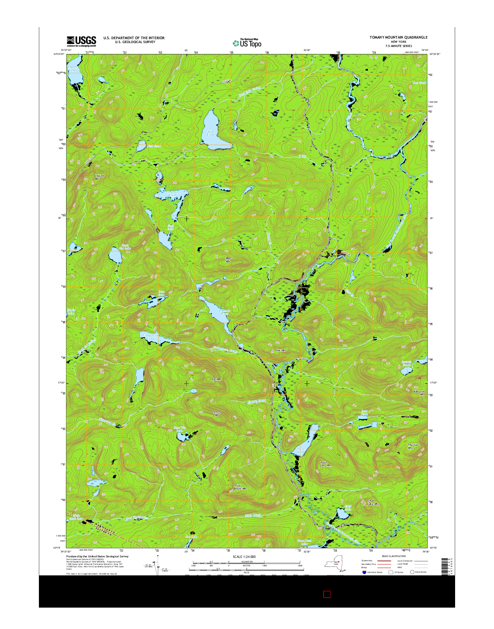 USGS US TOPO 7.5-MINUTE MAP FOR TOMANY MOUNTAIN, NY 2016