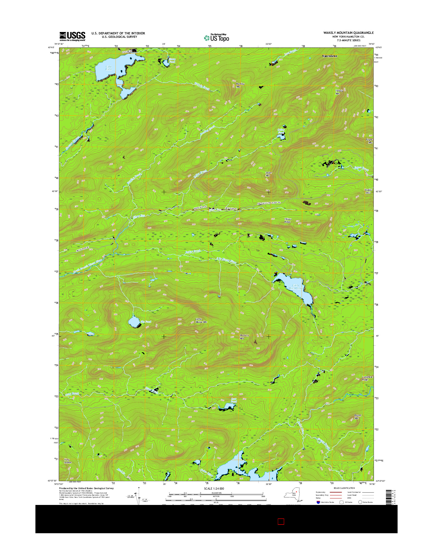 USGS US TOPO 7.5-MINUTE MAP FOR WAKELY MOUNTAIN, NY 2016