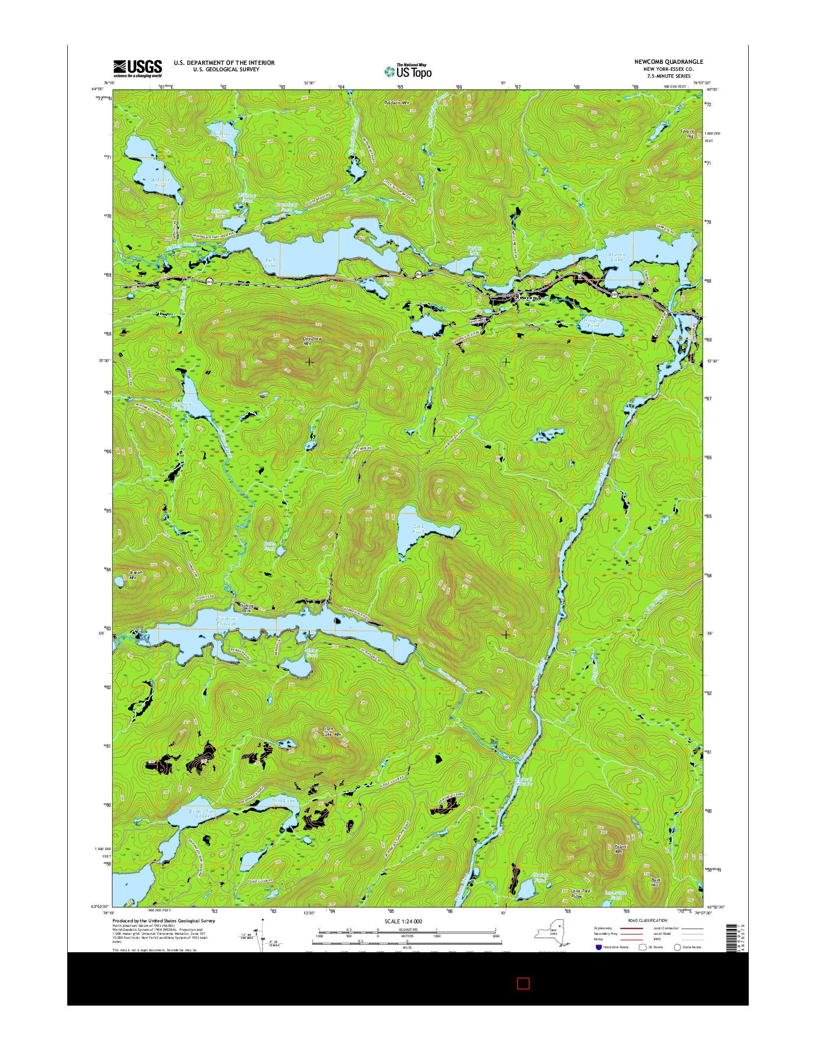 USGS US TOPO 7.5-MINUTE MAP FOR NEWCOMB, NY 2016