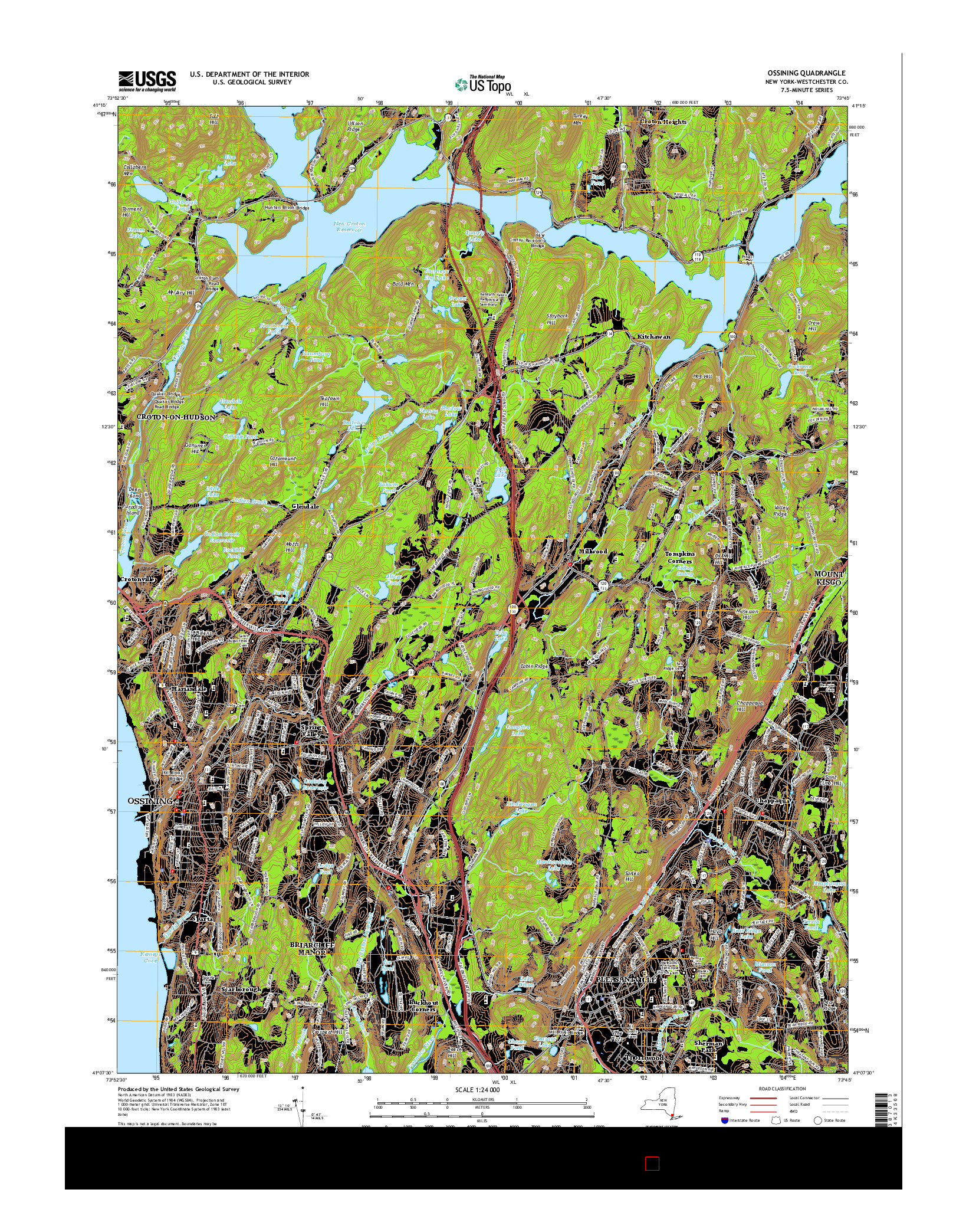 USGS US TOPO 7.5-MINUTE MAP FOR OSSINING, NY 2016