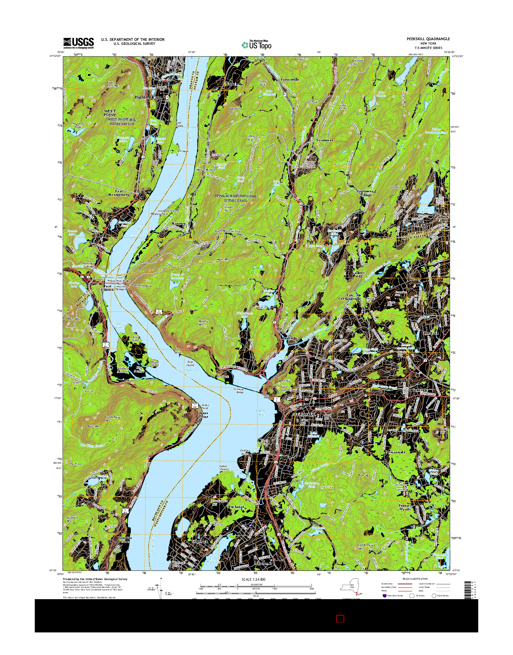 USGS US TOPO 7.5-MINUTE MAP FOR PEEKSKILL, NY 2016