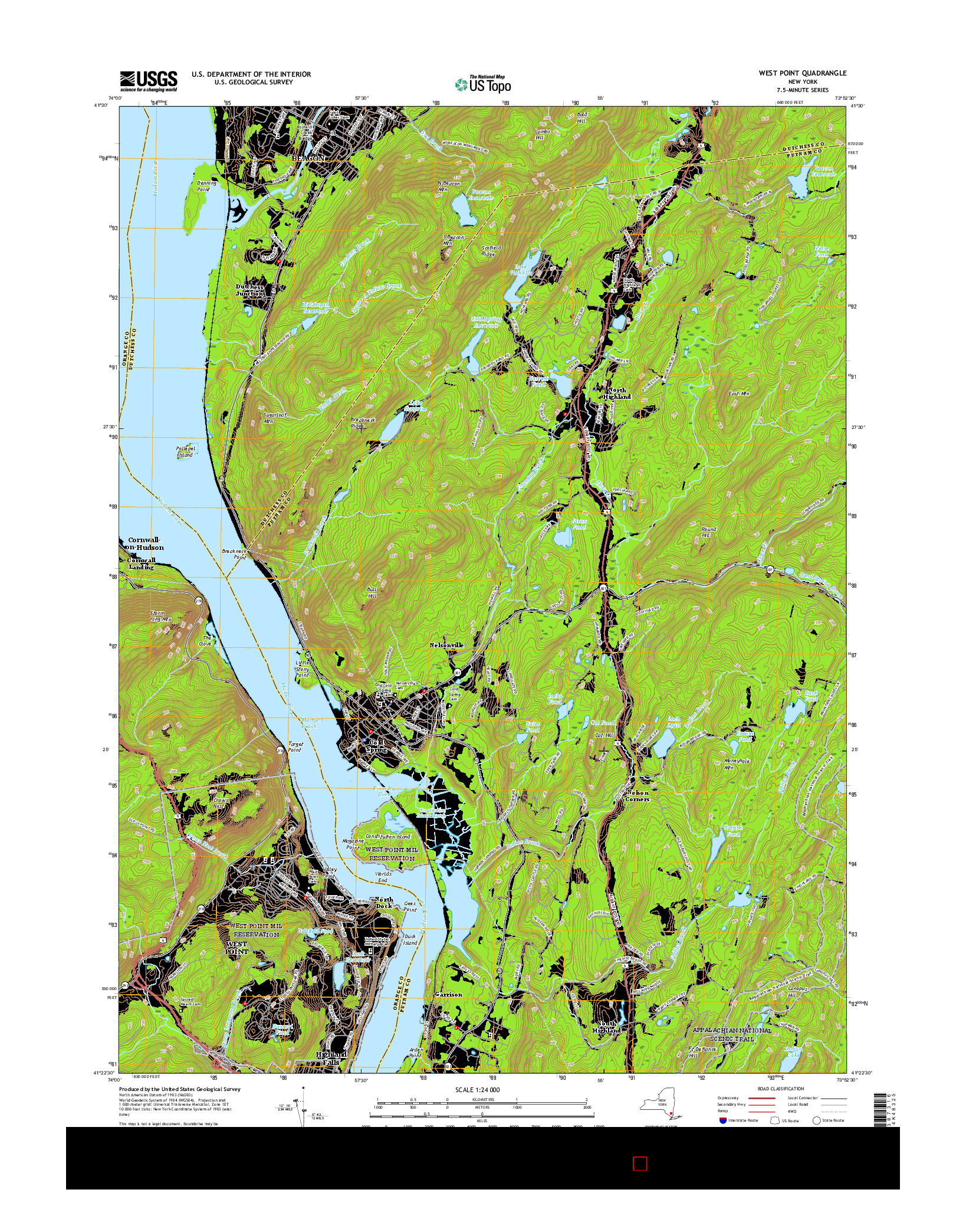 USGS US TOPO 7.5-MINUTE MAP FOR WEST POINT, NY 2016