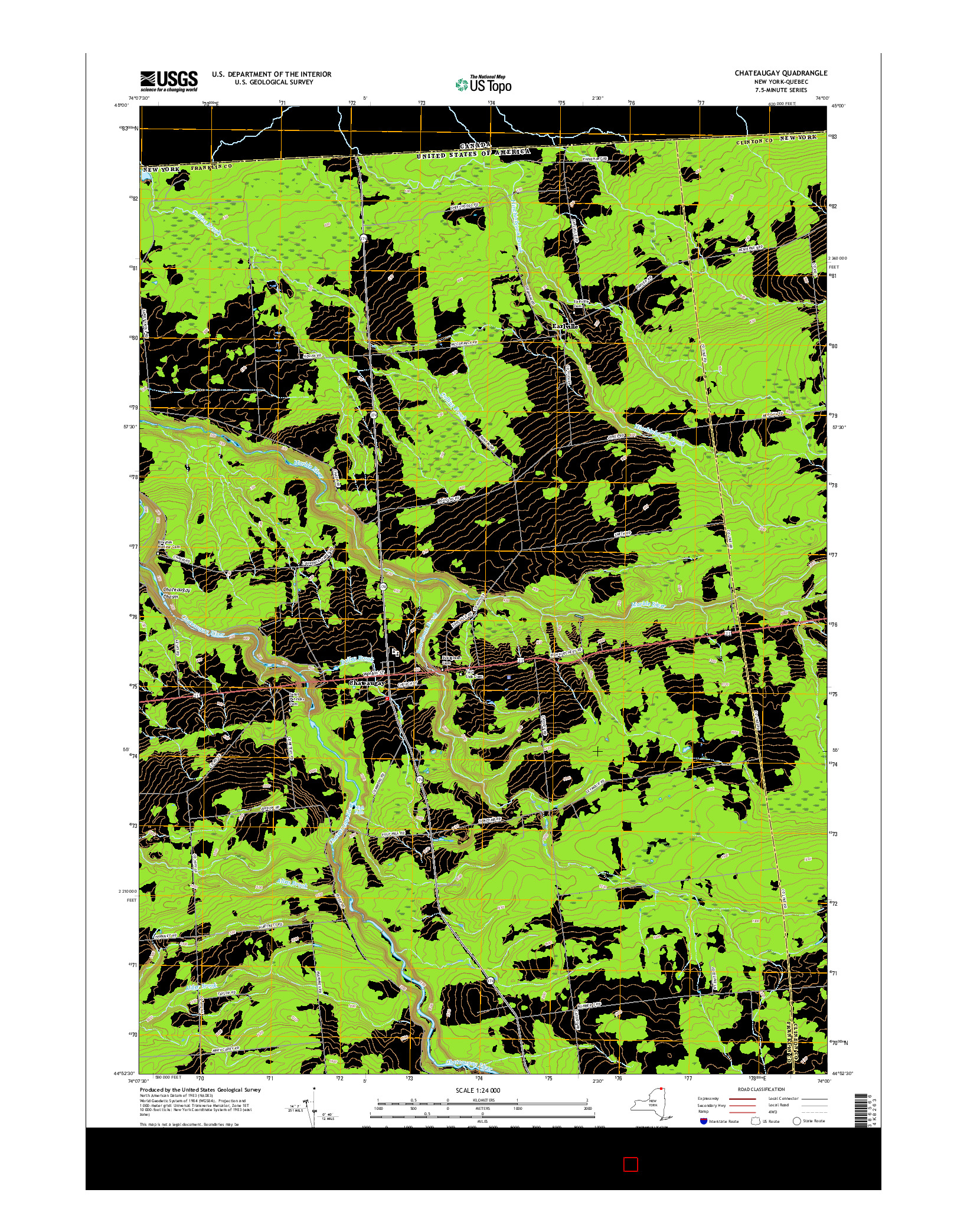 USGS US TOPO 7.5-MINUTE MAP FOR CHATEAUGAY, NY-QC 2016