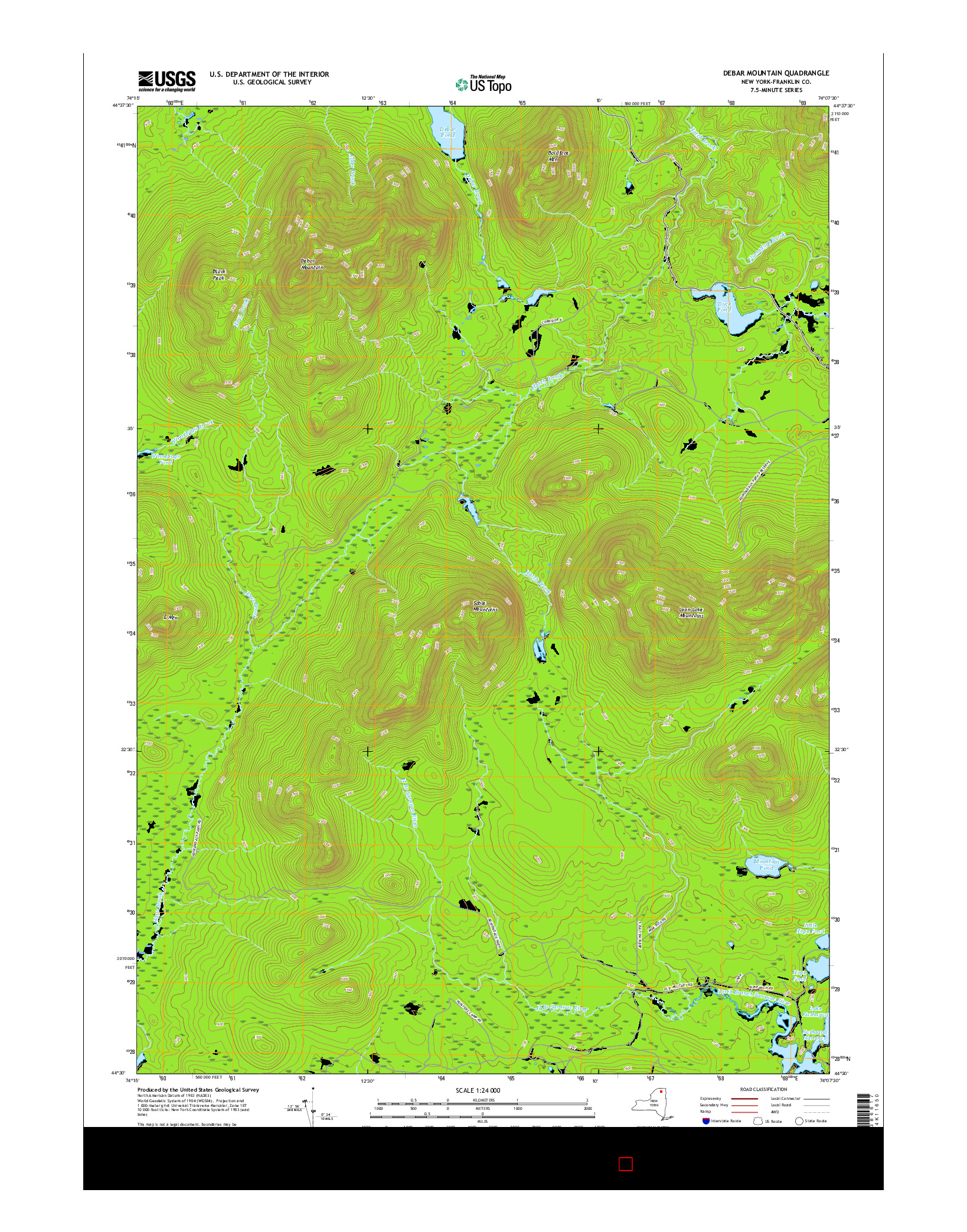 USGS US TOPO 7.5-MINUTE MAP FOR DEBAR MOUNTAIN, NY 2016