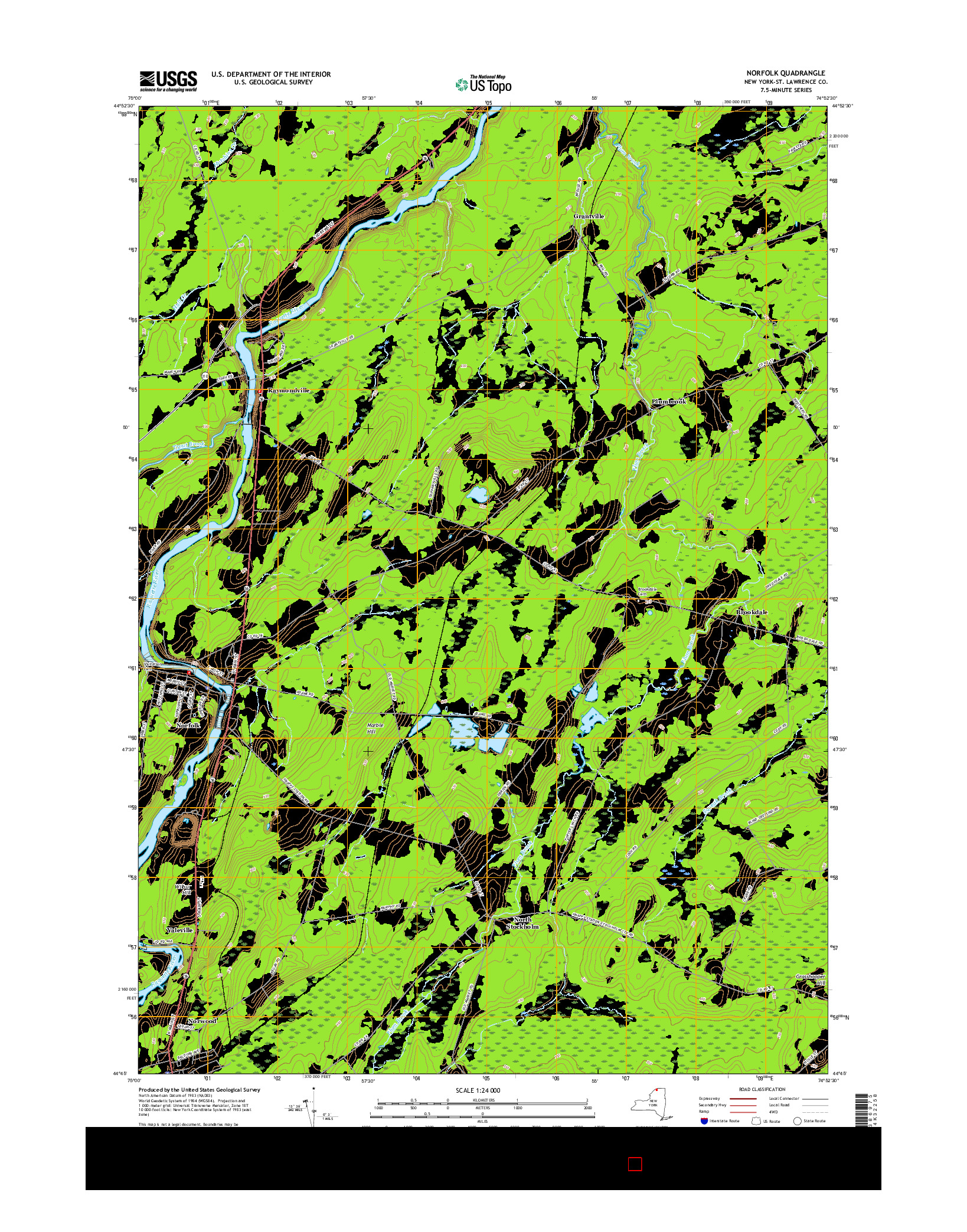 USGS US TOPO 7.5-MINUTE MAP FOR NORFOLK, NY 2016