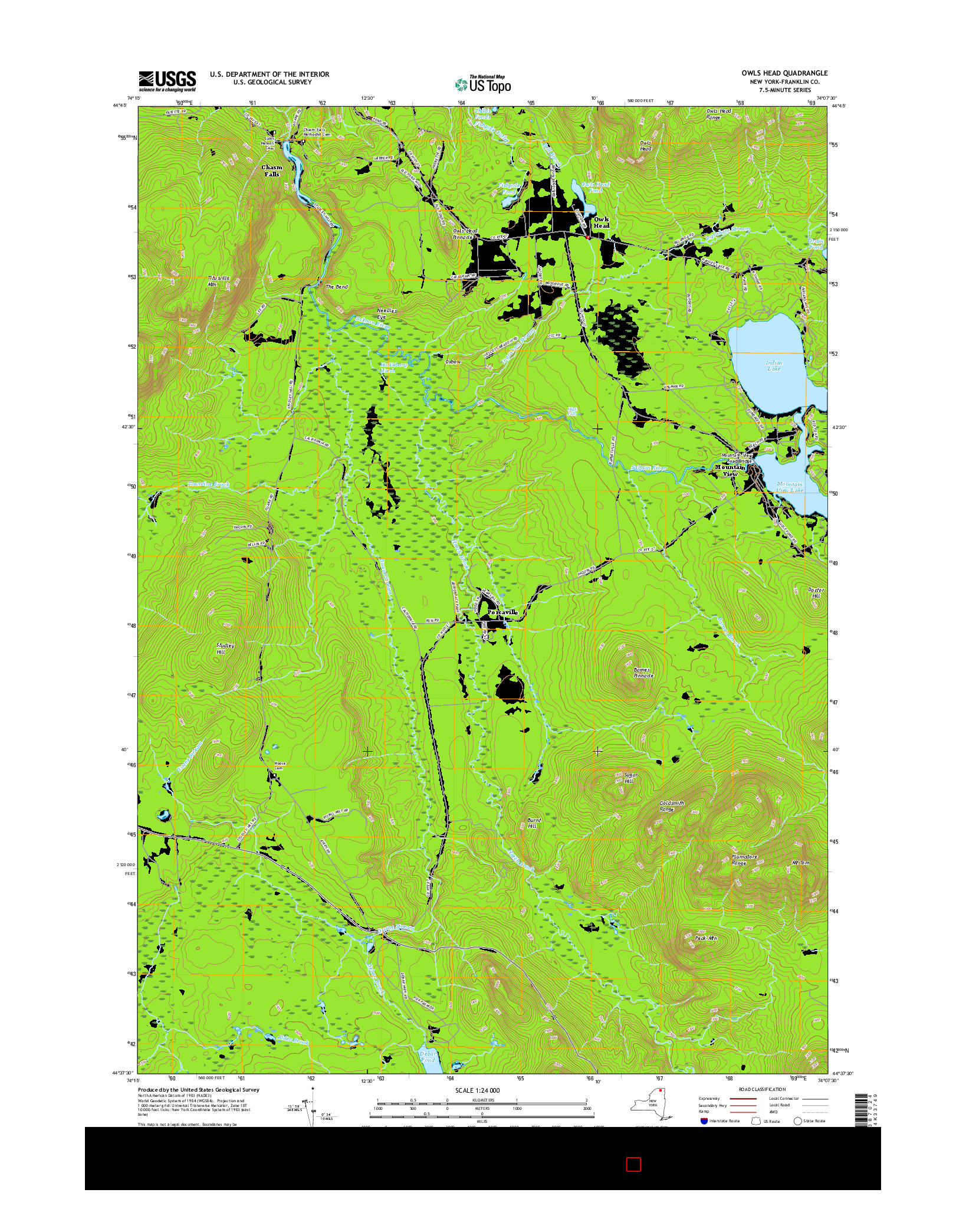 USGS US TOPO 7.5-MINUTE MAP FOR OWLS HEAD, NY 2016