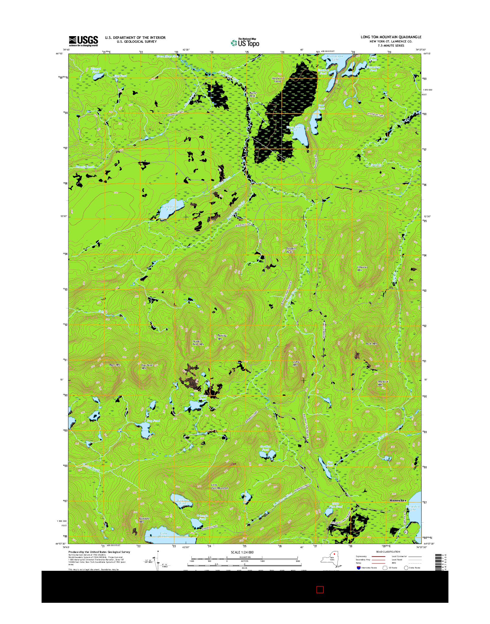 USGS US TOPO 7.5-MINUTE MAP FOR LONG TOM MOUNTAIN, NY 2016