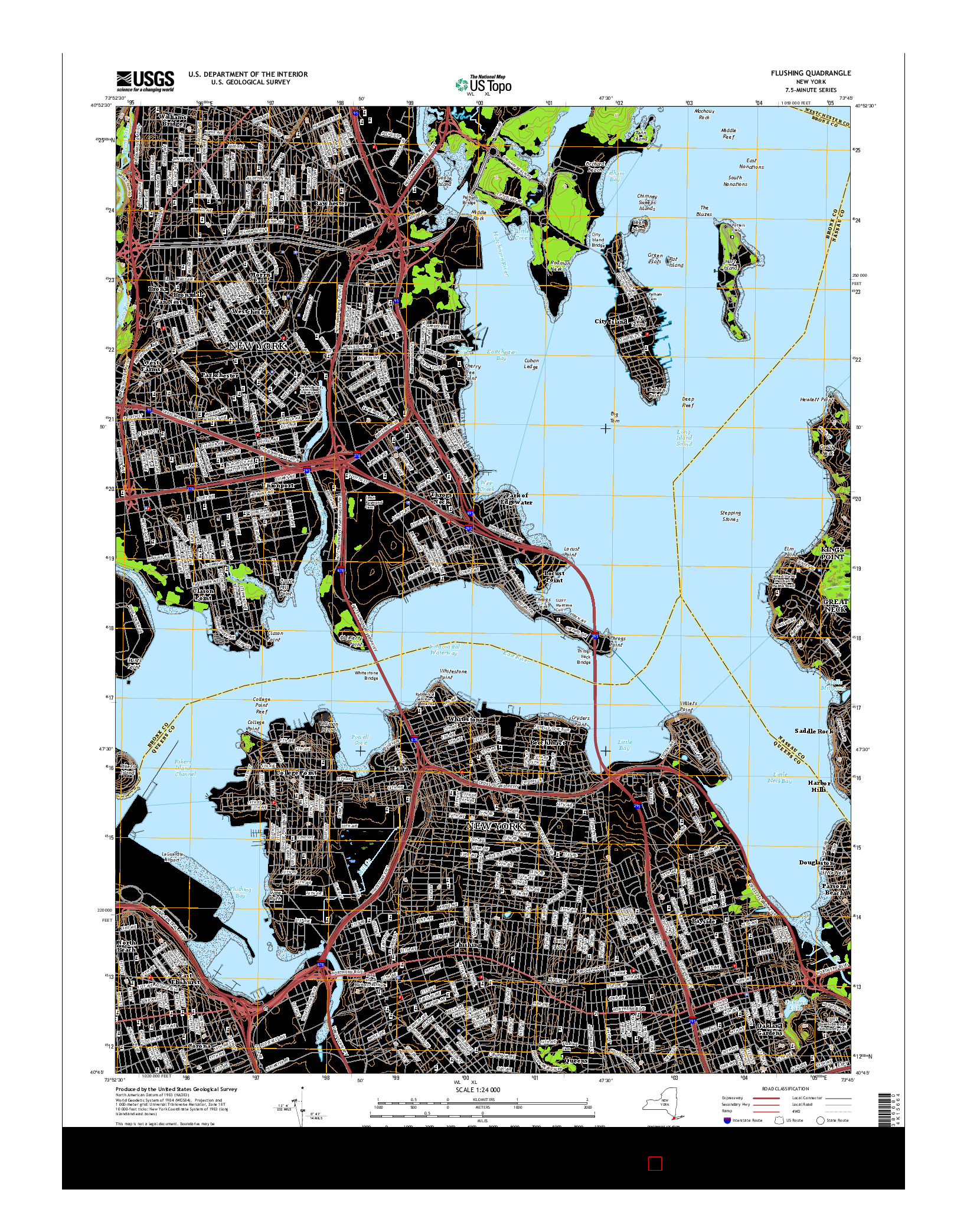 USGS US TOPO 7.5-MINUTE MAP FOR FLUSHING, NY 2016