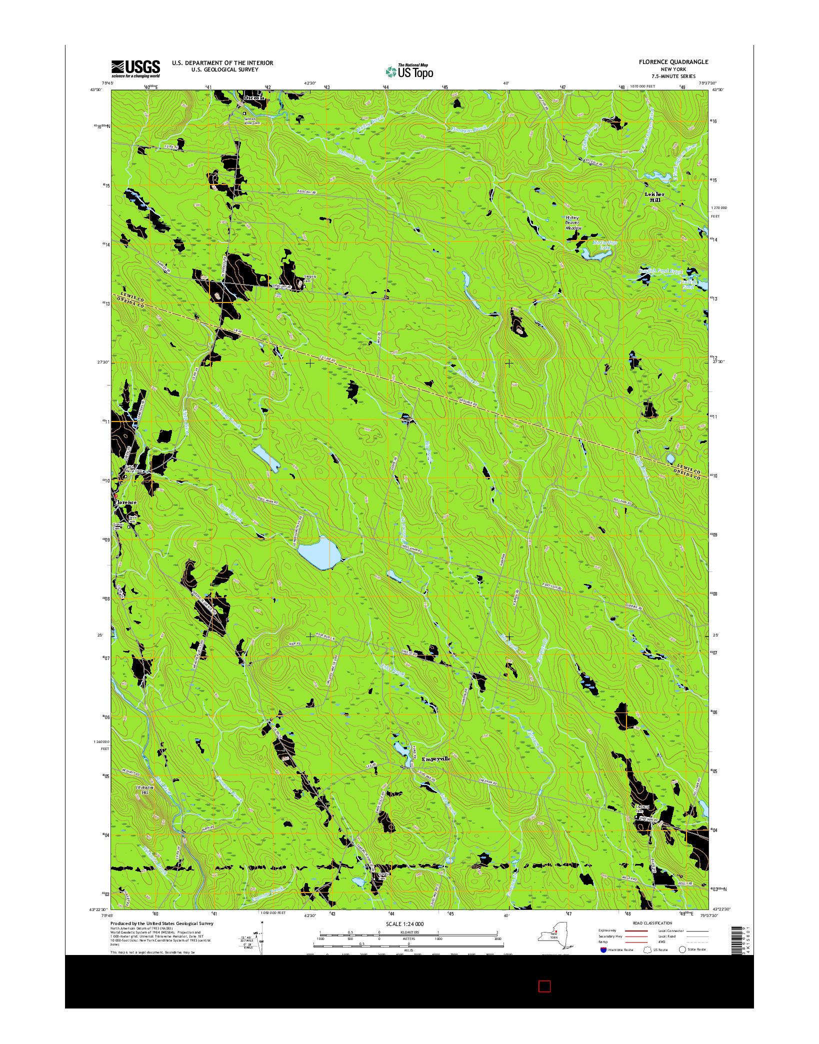 USGS US TOPO 7.5-MINUTE MAP FOR FLORENCE, NY 2016