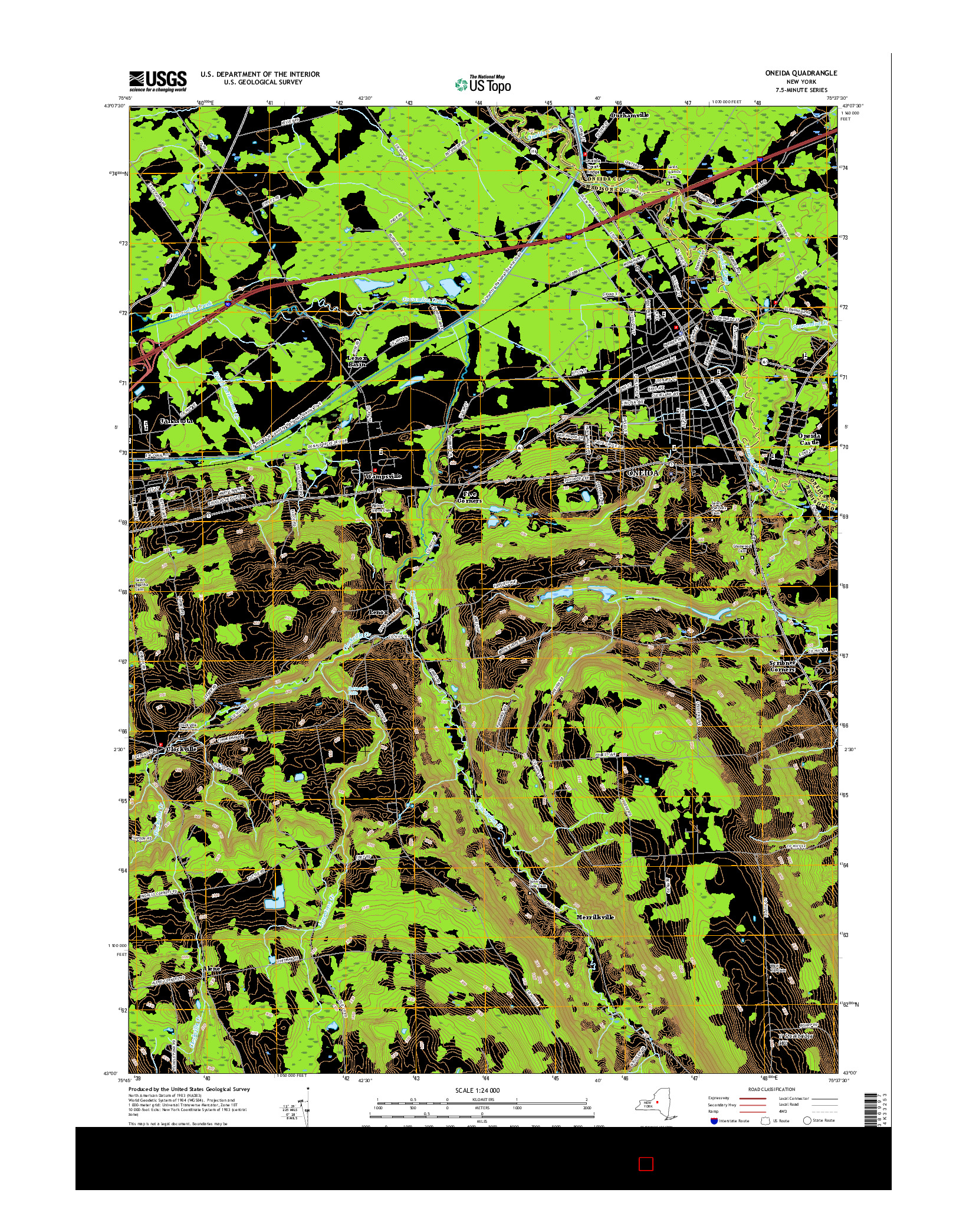 USGS US TOPO 7.5-MINUTE MAP FOR ONEIDA, NY 2016