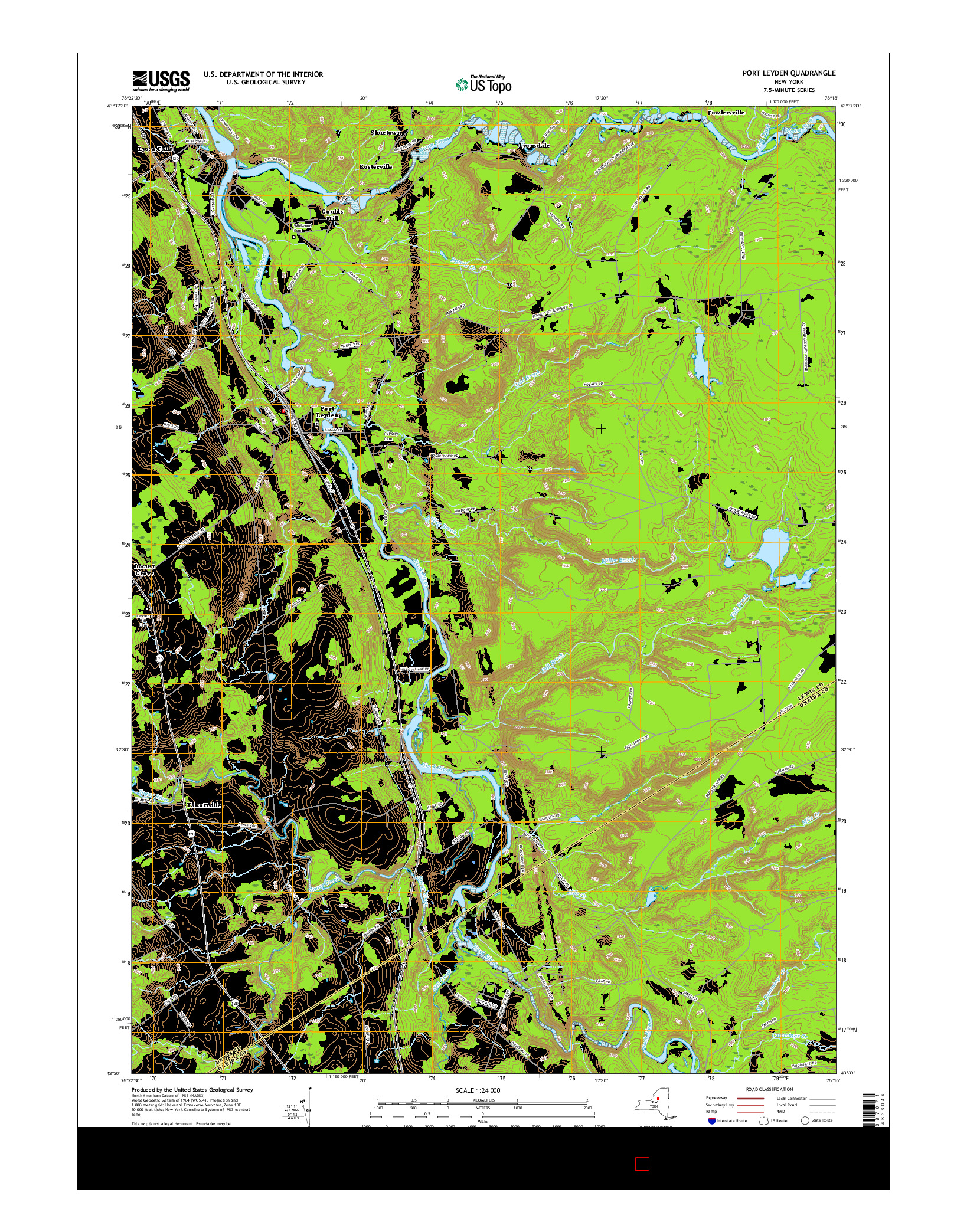 USGS US TOPO 7.5-MINUTE MAP FOR PORT LEYDEN, NY 2016