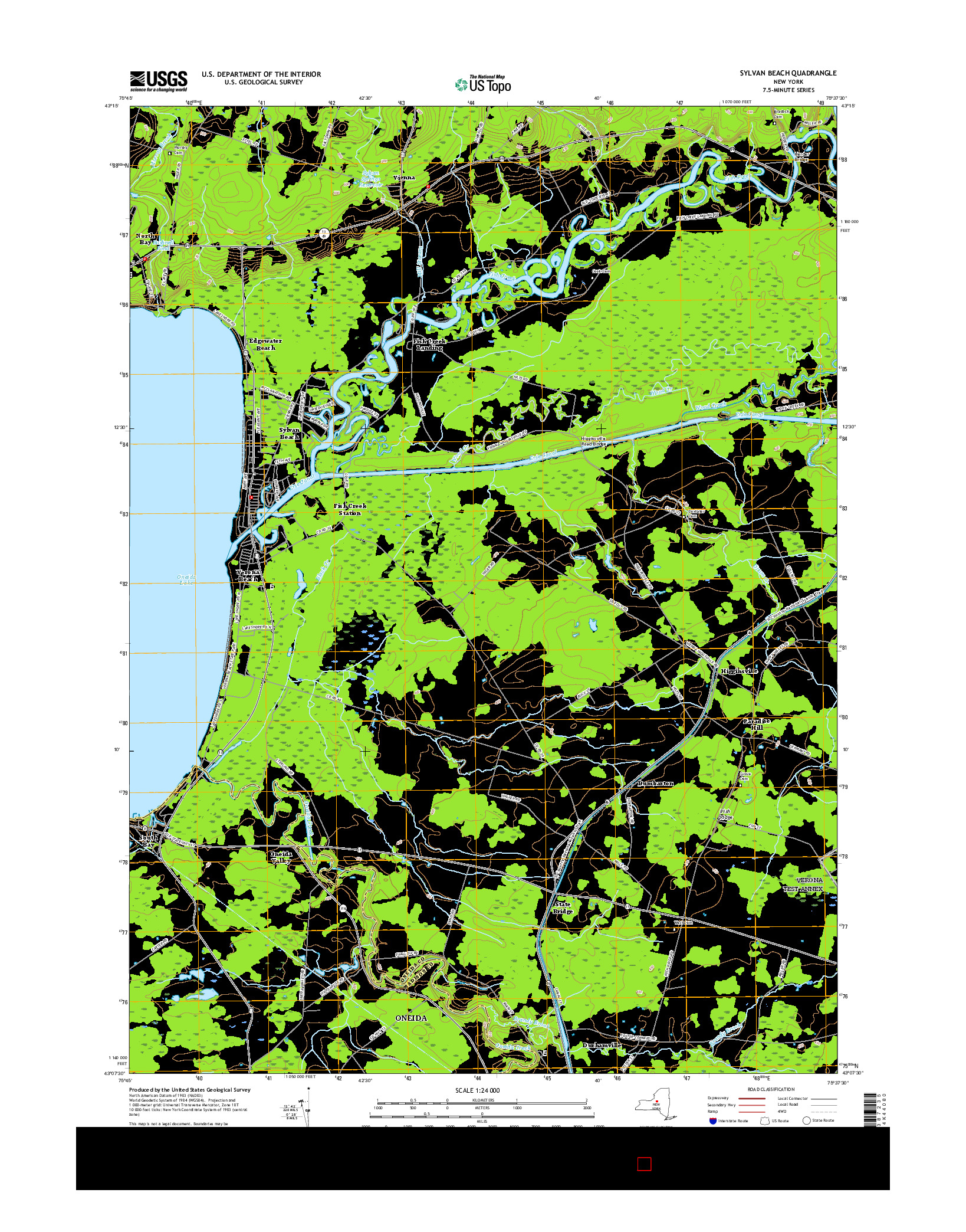 USGS US TOPO 7.5-MINUTE MAP FOR SYLVAN BEACH, NY 2016