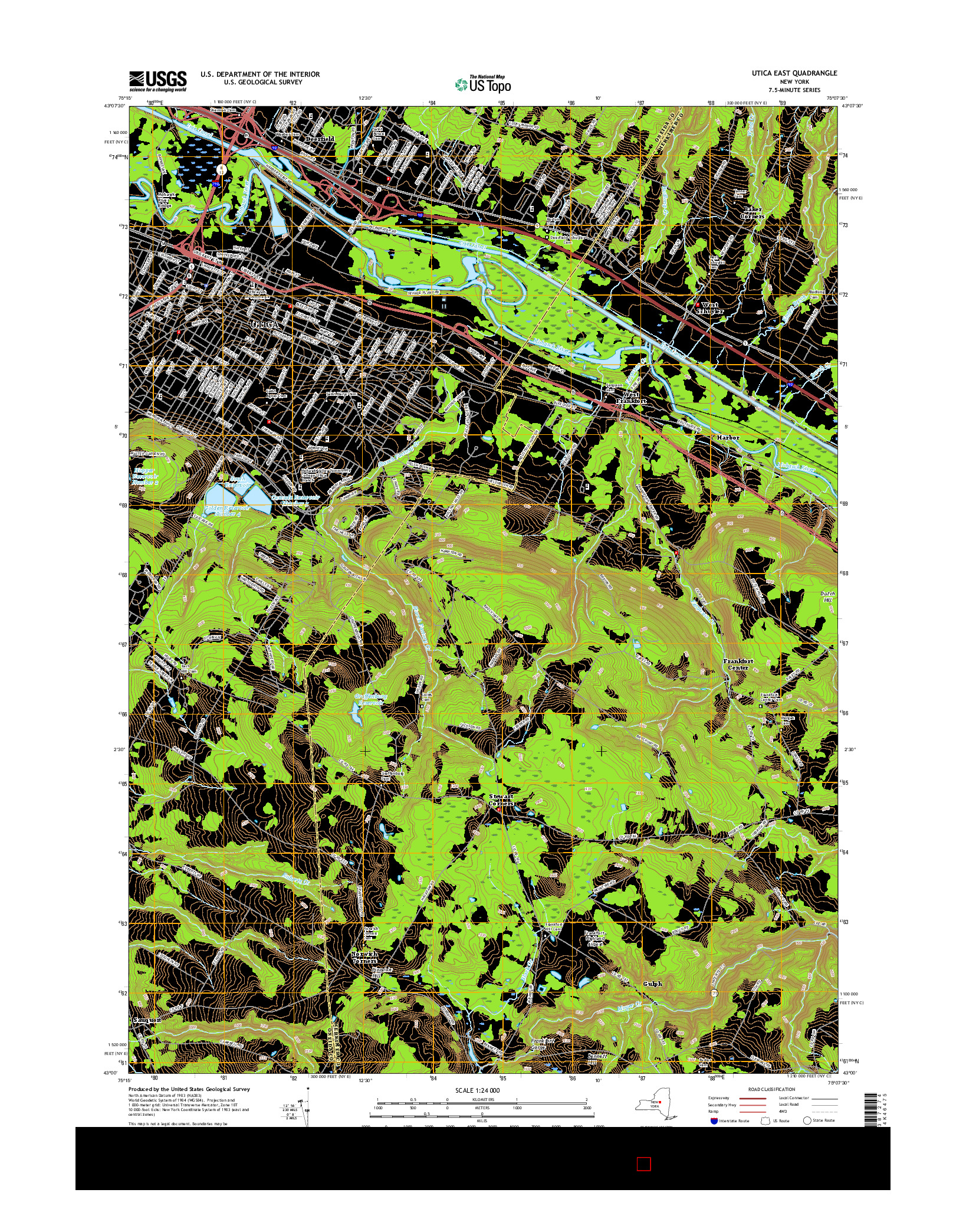 USGS US TOPO 7.5-MINUTE MAP FOR UTICA EAST, NY 2016