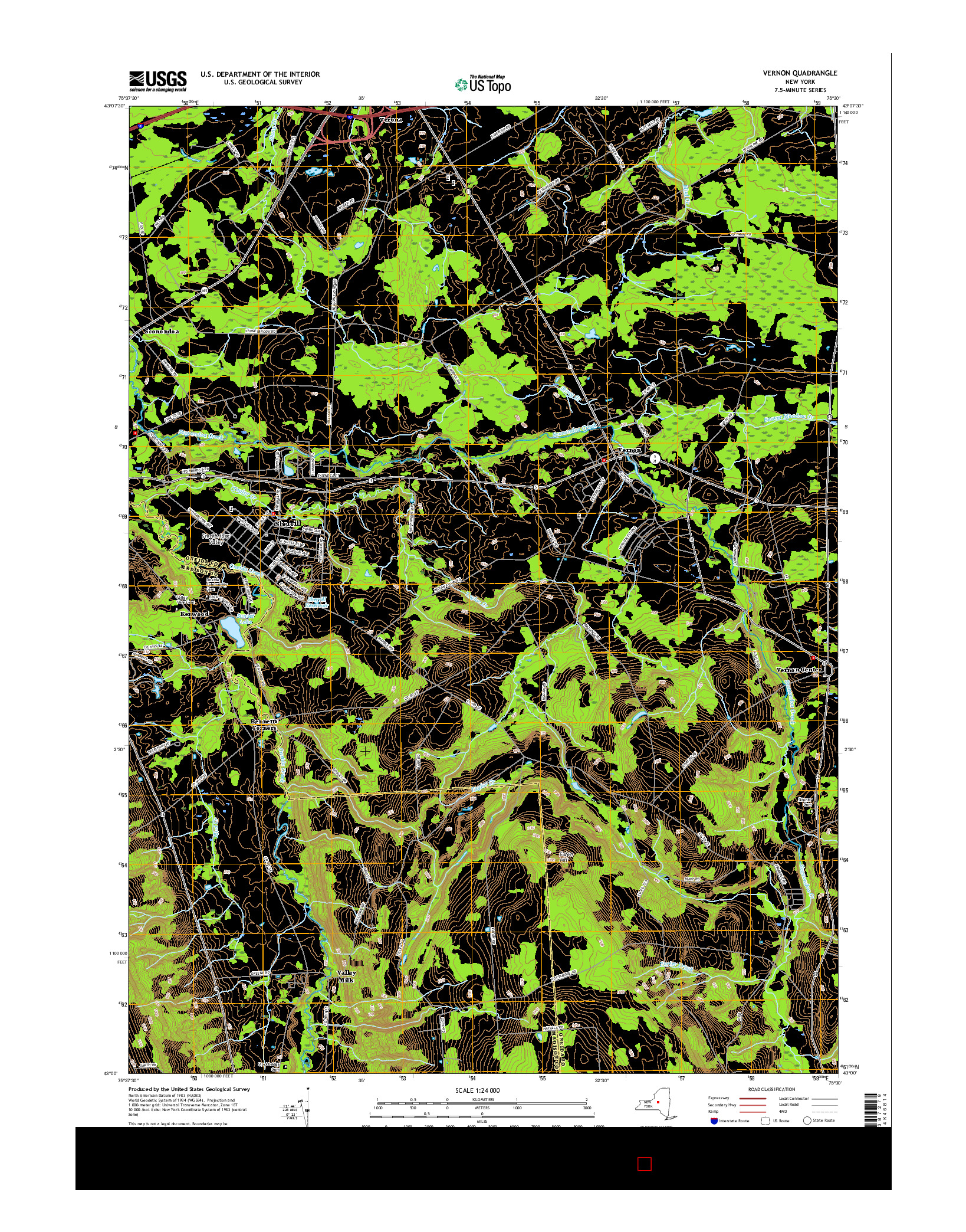 USGS US TOPO 7.5-MINUTE MAP FOR VERNON, NY 2016