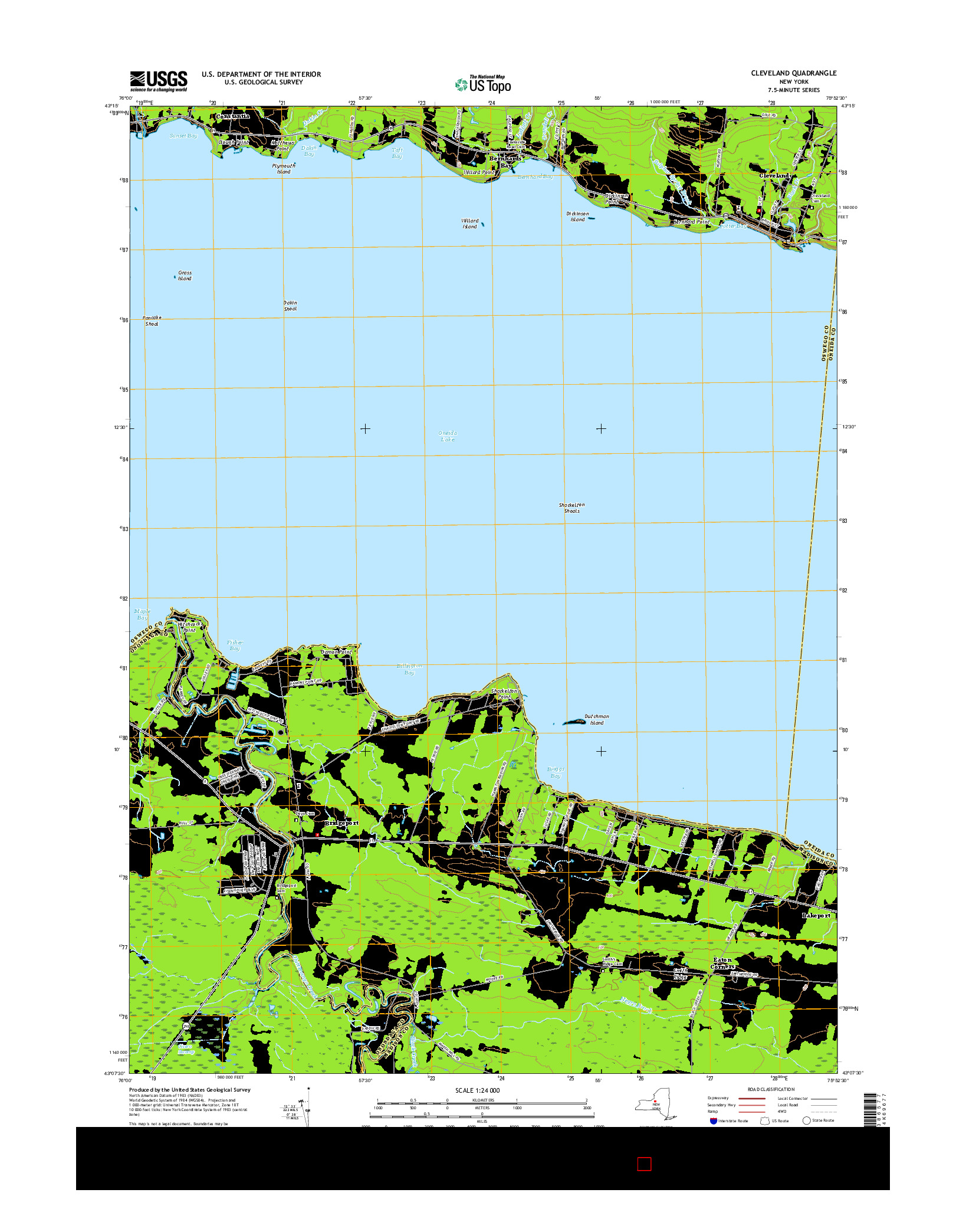 USGS US TOPO 7.5-MINUTE MAP FOR CLEVELAND, NY 2016