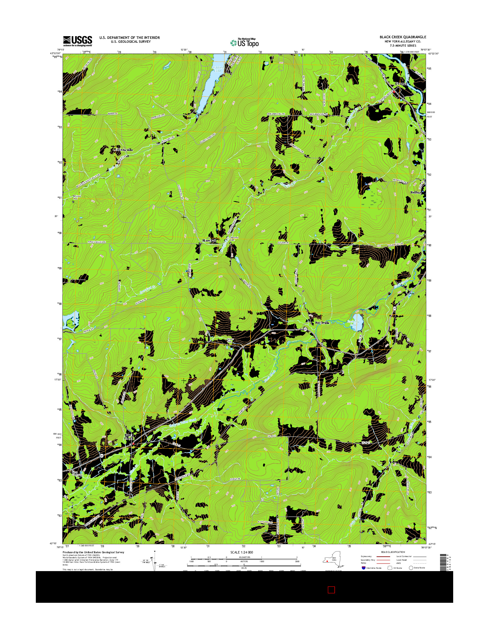 USGS US TOPO 7.5-MINUTE MAP FOR BLACK CREEK, NY 2016
