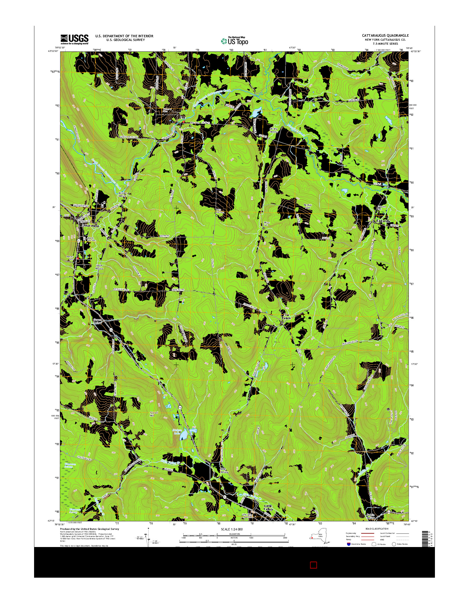 USGS US TOPO 7.5-MINUTE MAP FOR CATTARAUGUS, NY 2016