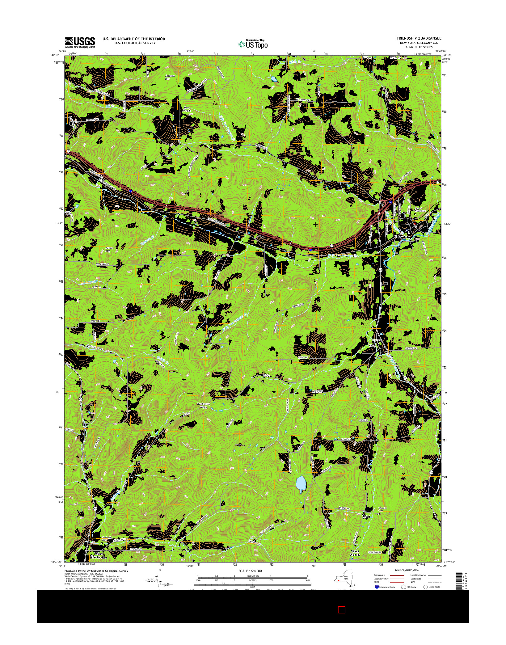 USGS US TOPO 7.5-MINUTE MAP FOR FRIENDSHIP, NY 2016