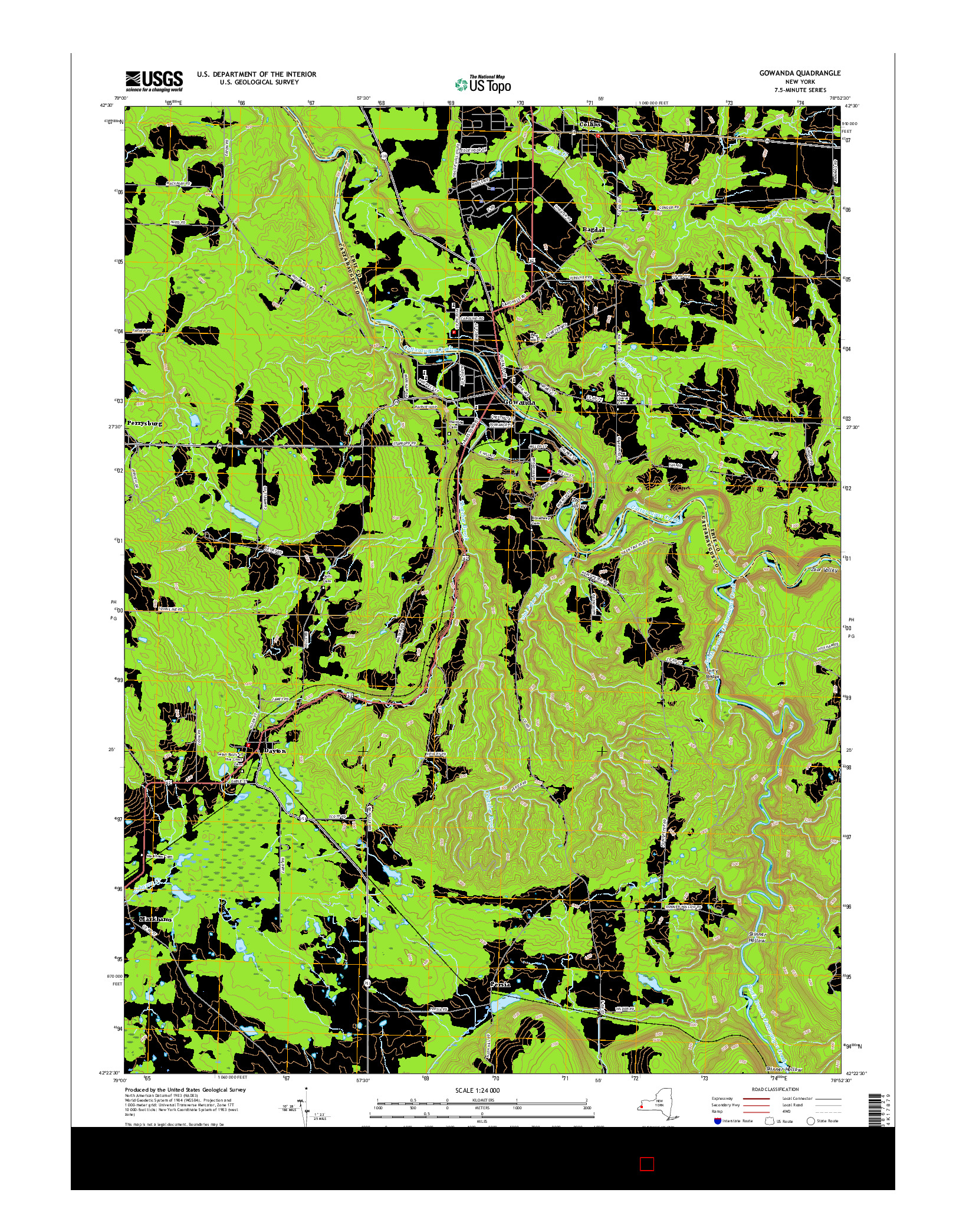 USGS US TOPO 7.5-MINUTE MAP FOR GOWANDA, NY 2016