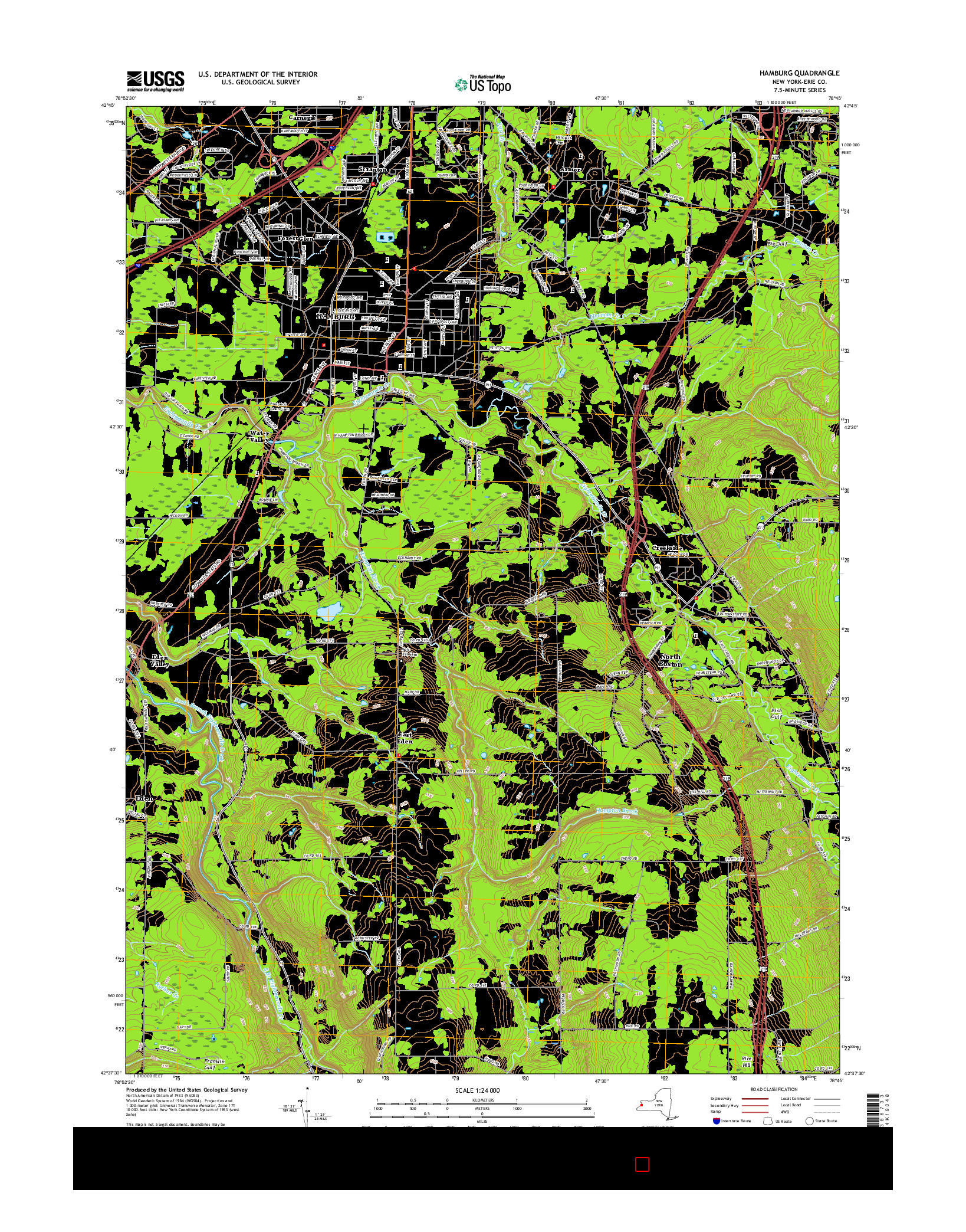 USGS US TOPO 7.5-MINUTE MAP FOR HAMBURG, NY 2016