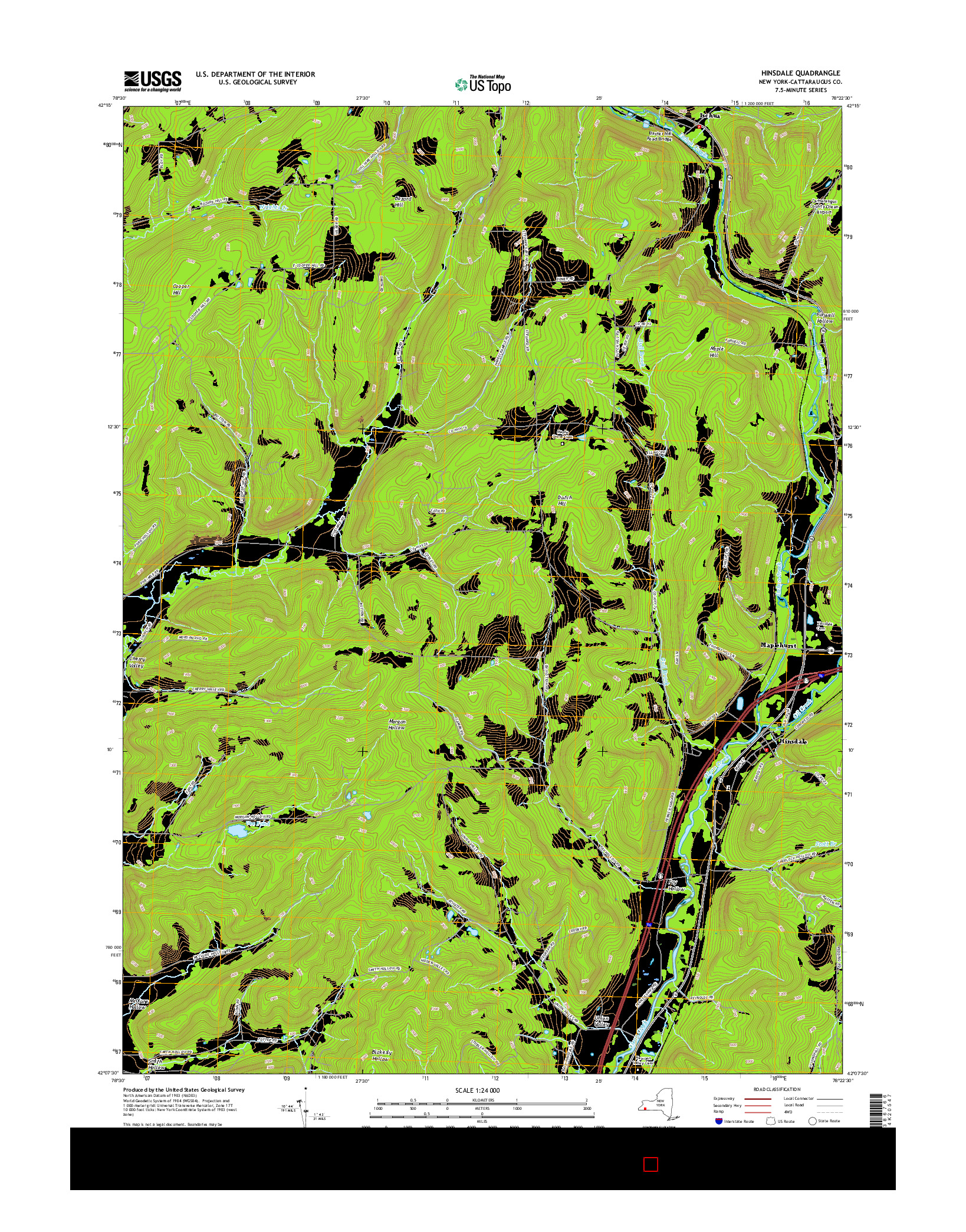 USGS US TOPO 7.5-MINUTE MAP FOR HINSDALE, NY 2016