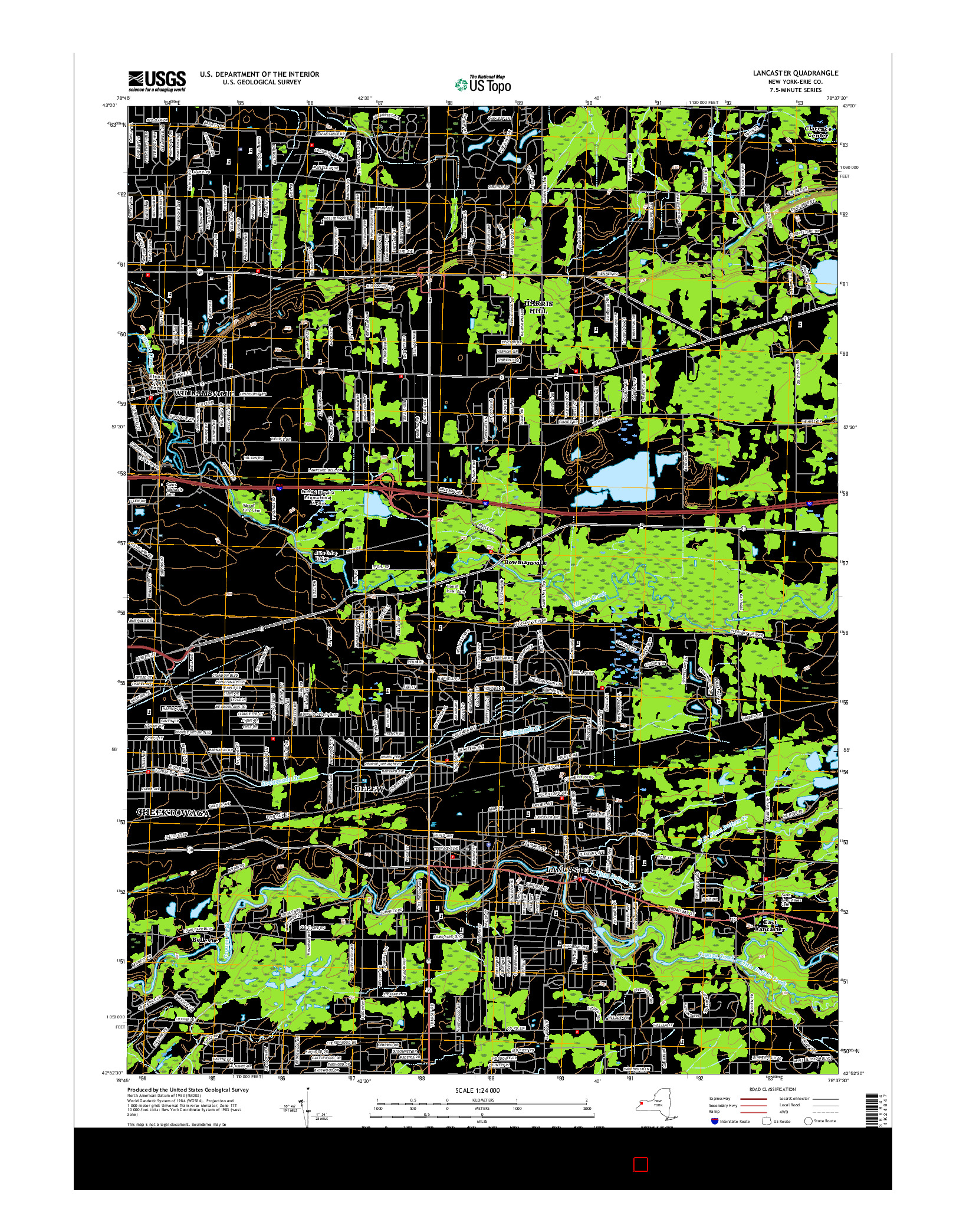 USGS US TOPO 7.5-MINUTE MAP FOR LANCASTER, NY 2016