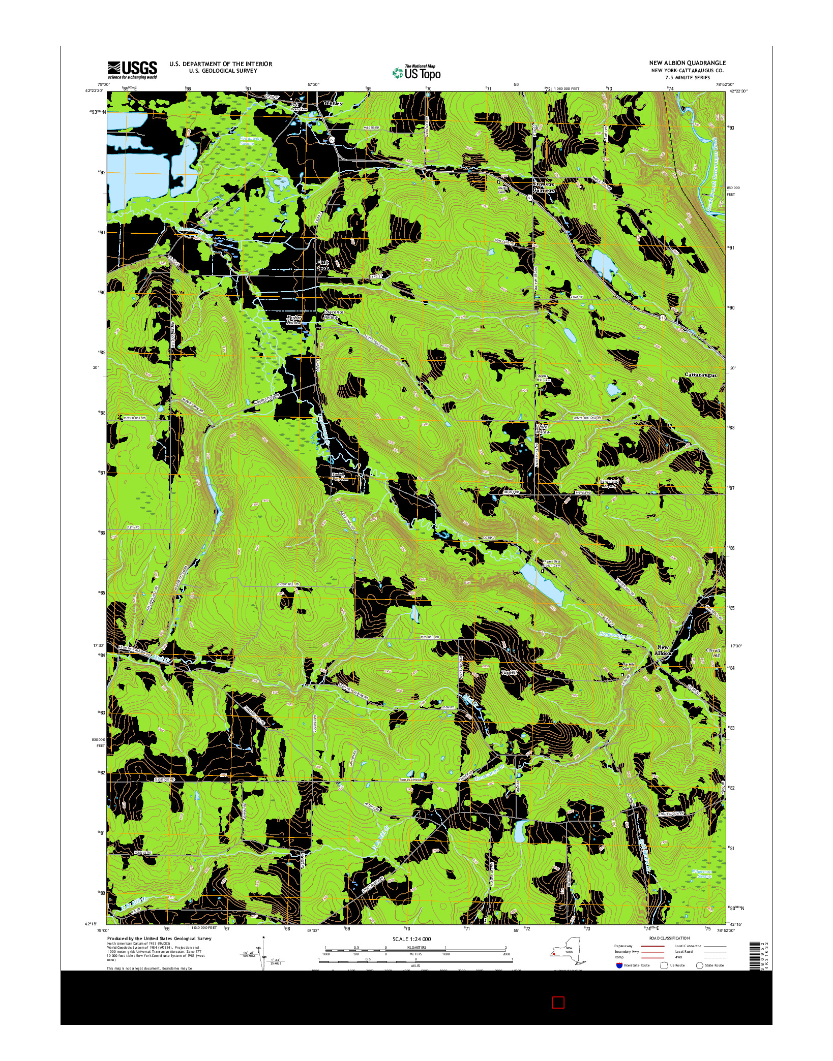 USGS US TOPO 7.5-MINUTE MAP FOR NEW ALBION, NY 2016