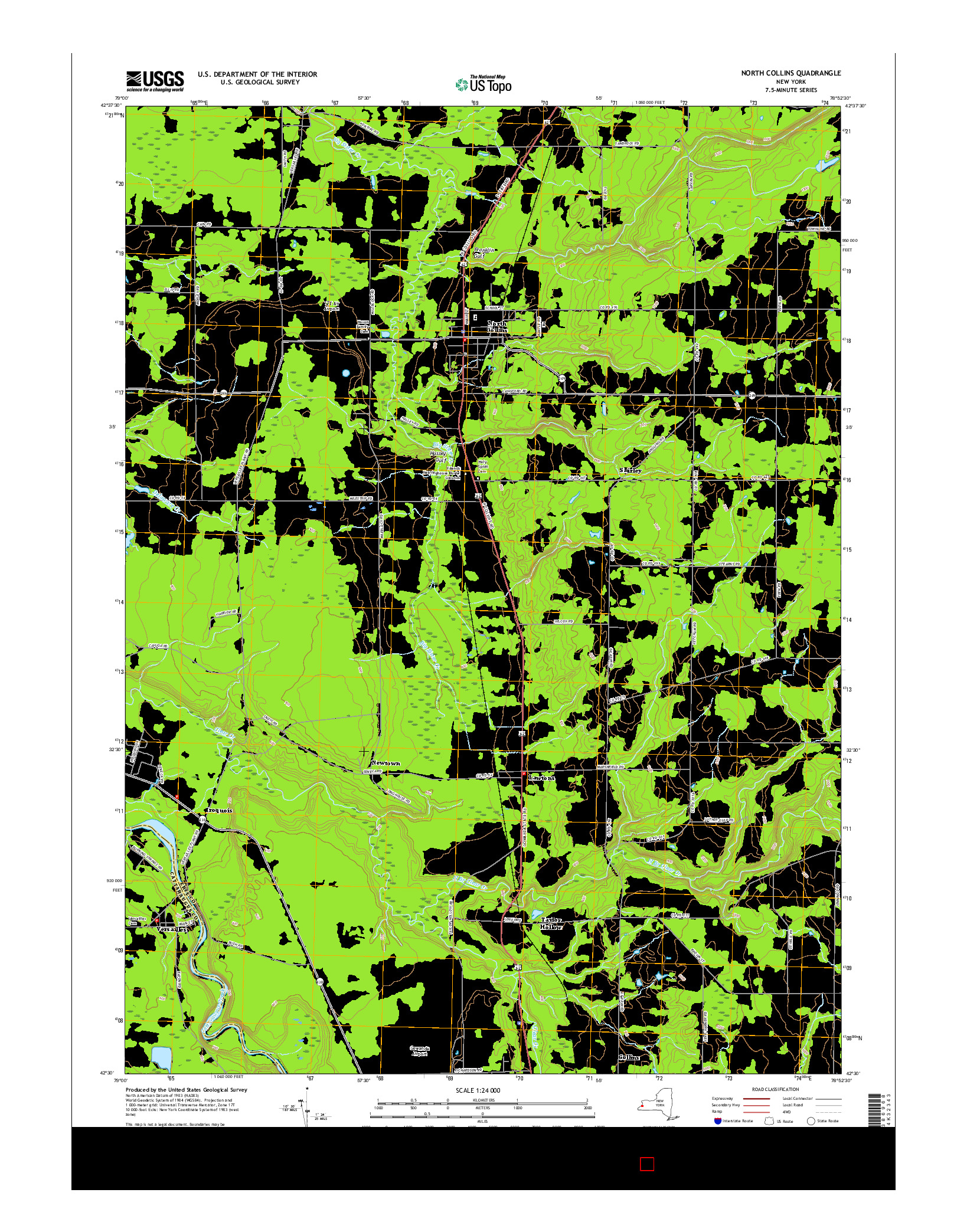USGS US TOPO 7.5-MINUTE MAP FOR NORTH COLLINS, NY 2016