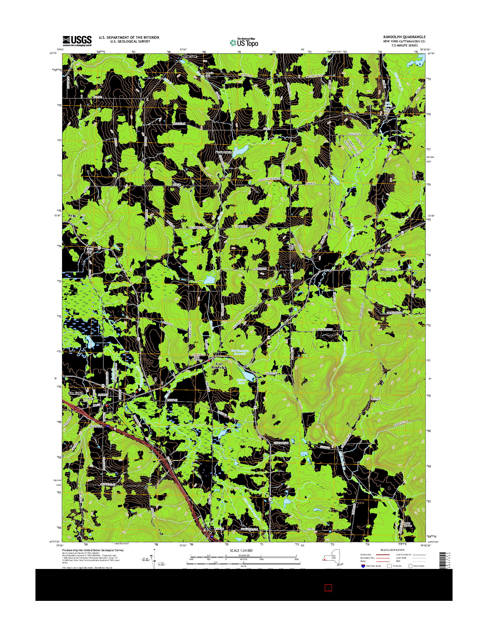 USGS US TOPO 7.5-MINUTE MAP FOR RANDOLPH, NY 2016