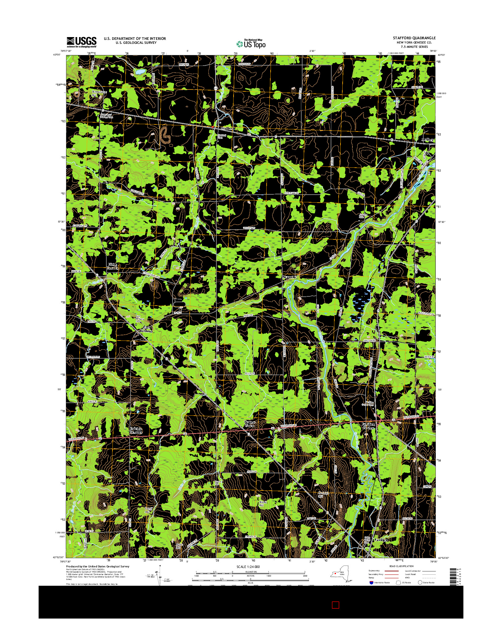 USGS US TOPO 7.5-MINUTE MAP FOR STAFFORD, NY 2016