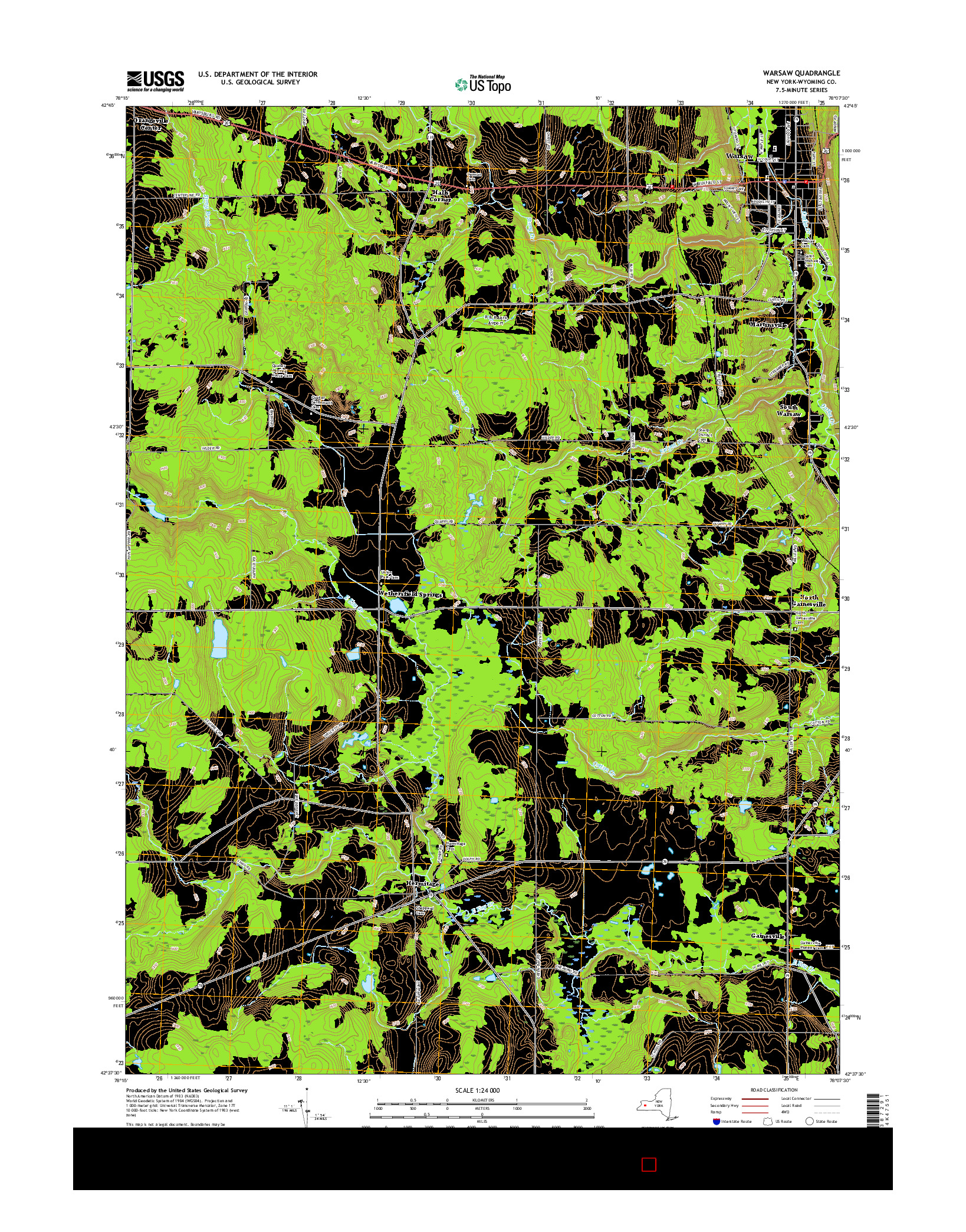 USGS US TOPO 7.5-MINUTE MAP FOR WARSAW, NY 2016