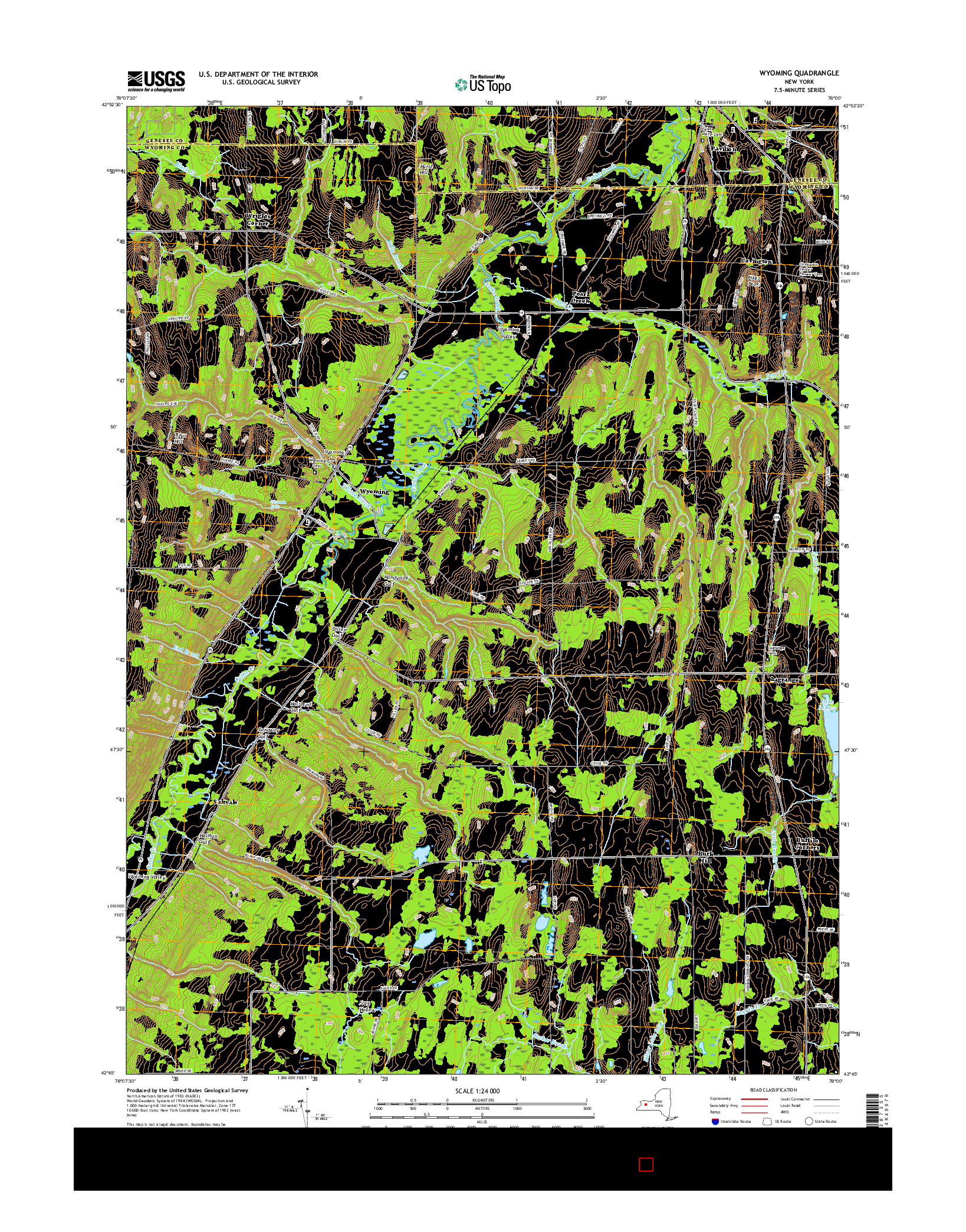 USGS US TOPO 7.5-MINUTE MAP FOR WYOMING, NY 2016