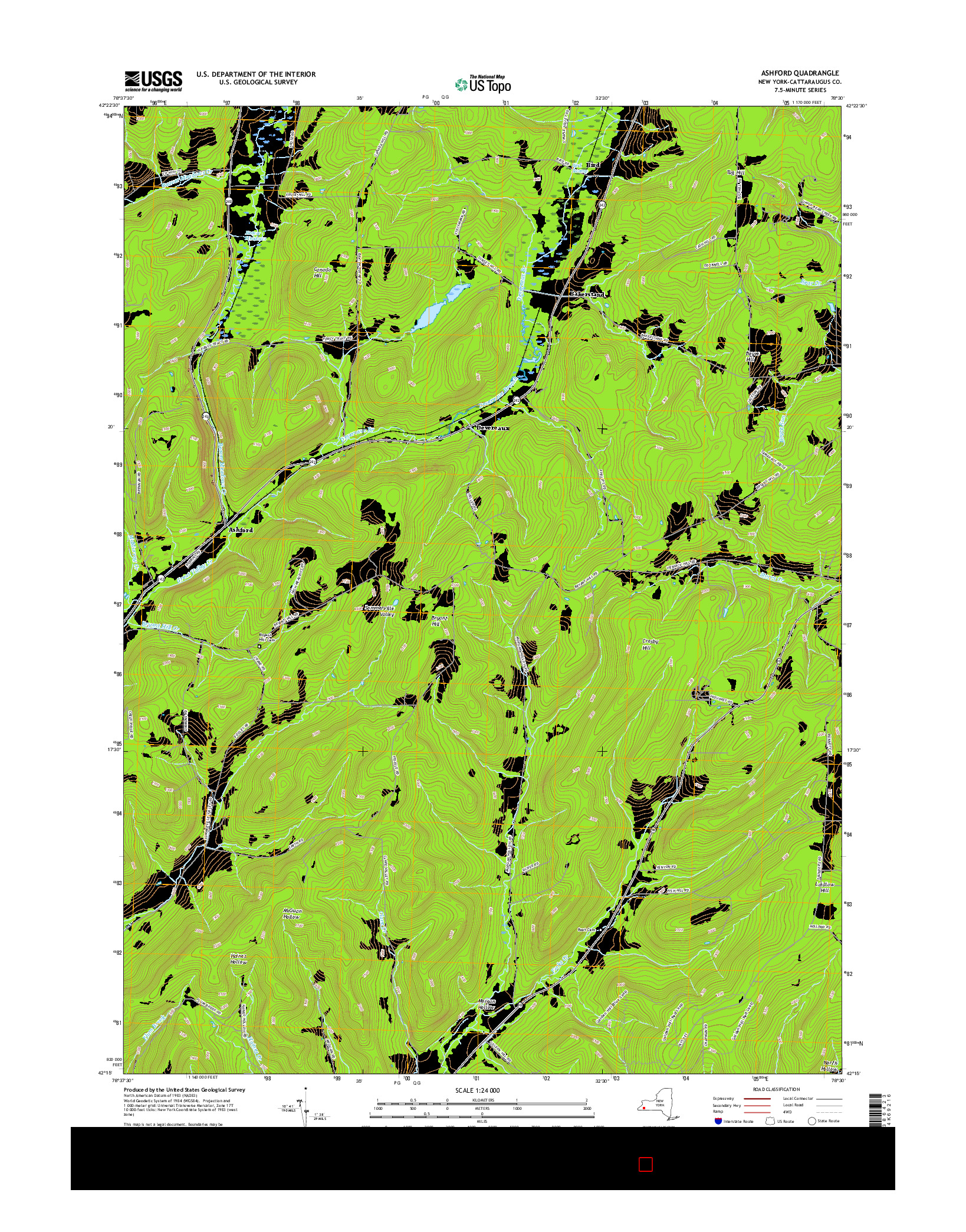 USGS US TOPO 7.5-MINUTE MAP FOR ASHFORD, NY 2016