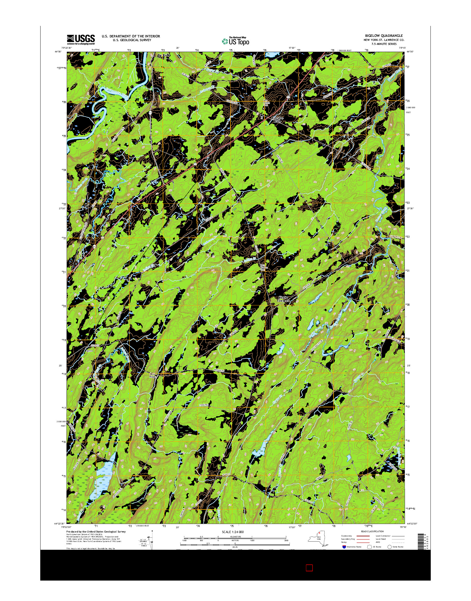 USGS US TOPO 7.5-MINUTE MAP FOR BIGELOW, NY 2016