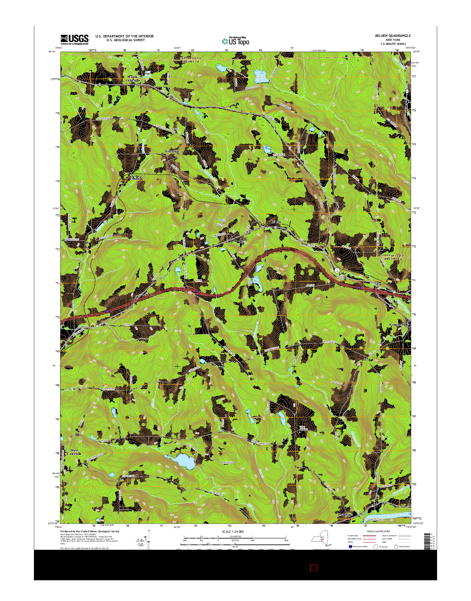 USGS US TOPO 7.5-MINUTE MAP FOR BELDEN, NY 2016