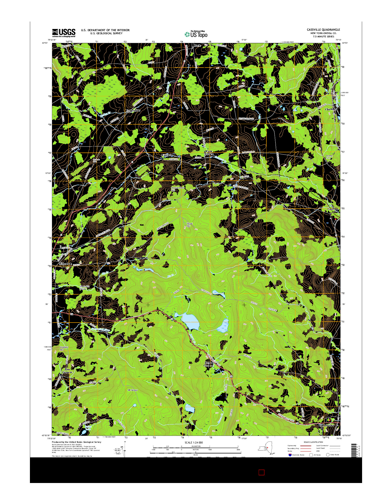 USGS US TOPO 7.5-MINUTE MAP FOR CASSVILLE, NY 2016