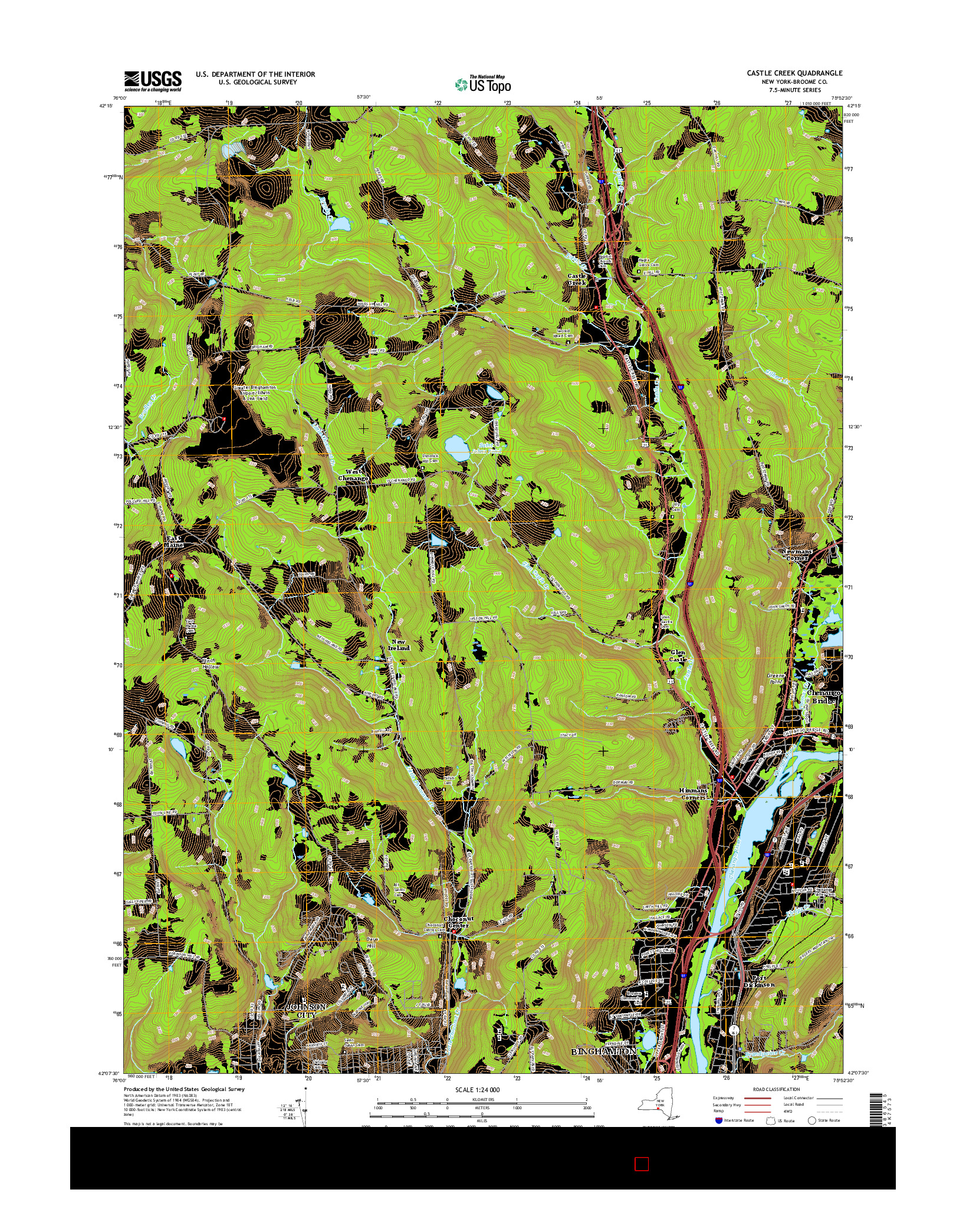 USGS US TOPO 7.5-MINUTE MAP FOR CASTLE CREEK, NY 2016