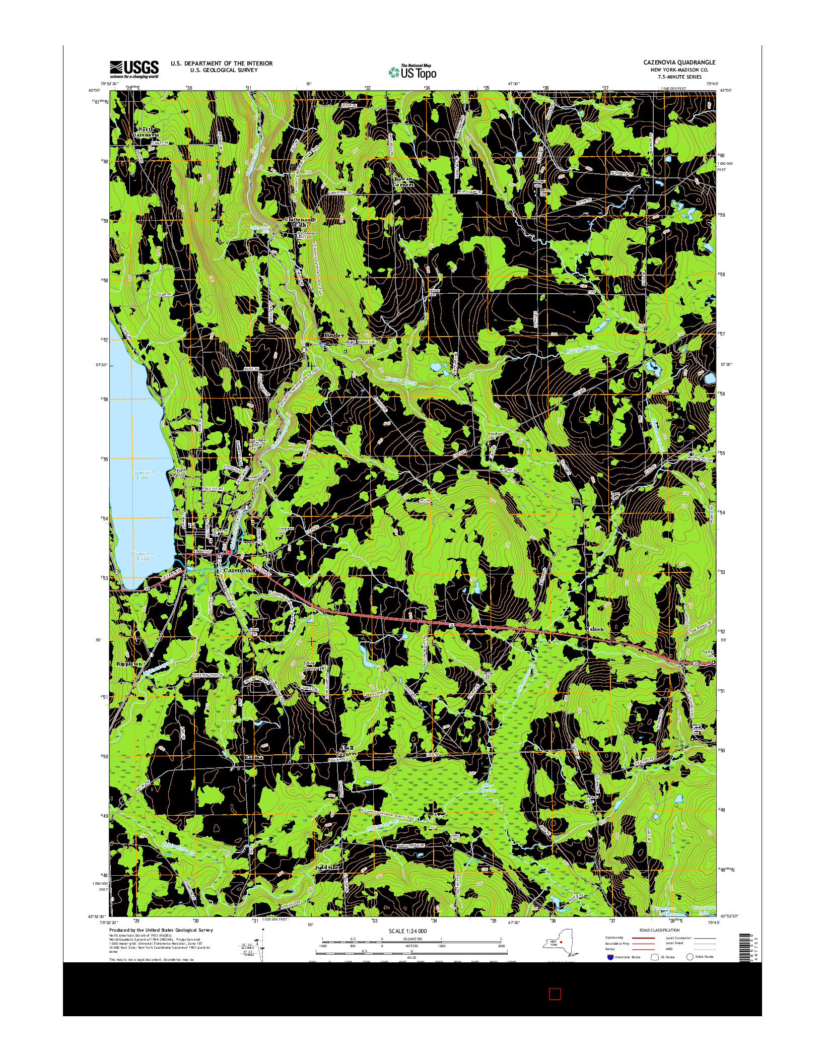USGS US TOPO 7.5-MINUTE MAP FOR CAZENOVIA, NY 2016