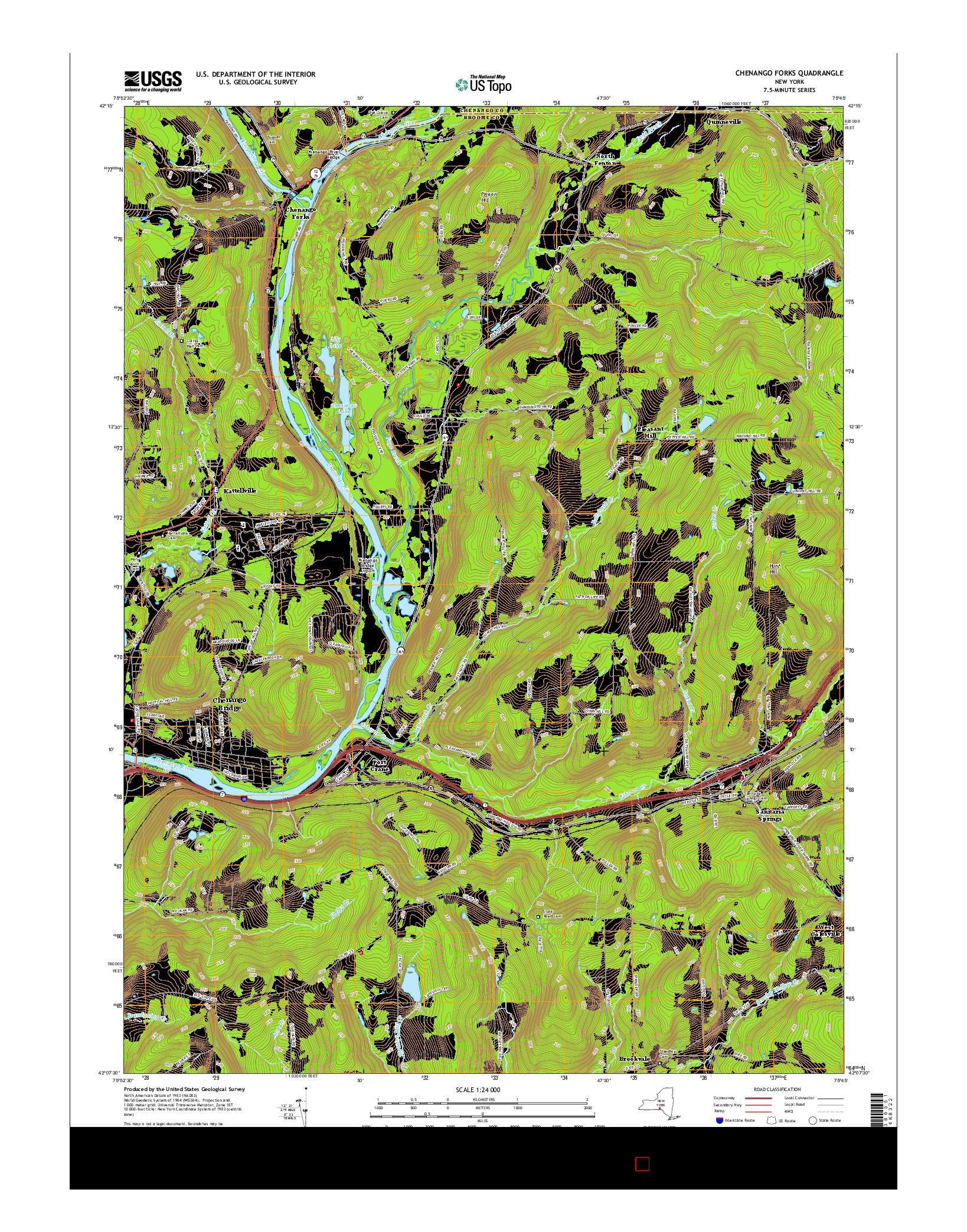 USGS US TOPO 7.5-MINUTE MAP FOR CHENANGO FORKS, NY 2016