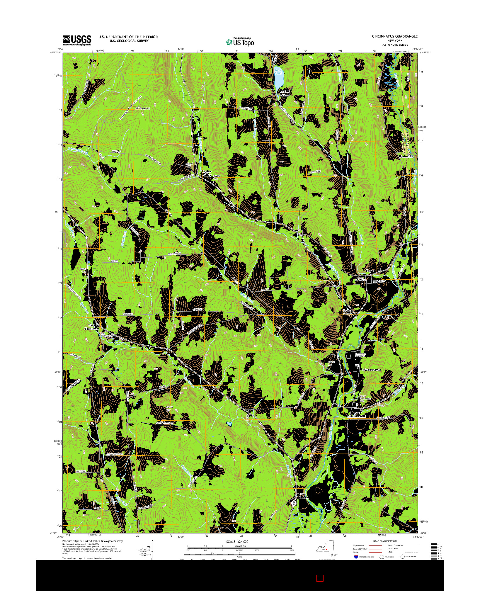 USGS US TOPO 7.5-MINUTE MAP FOR CINCINNATUS, NY 2016