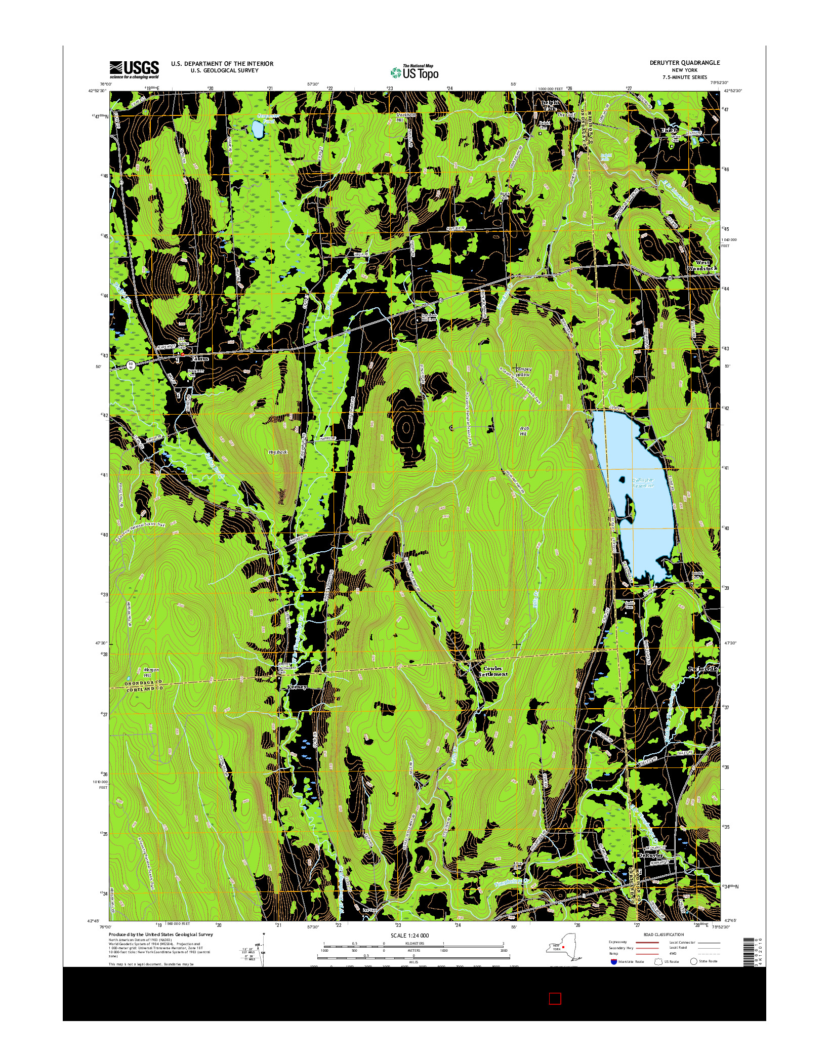 USGS US TOPO 7.5-MINUTE MAP FOR DERUYTER, NY 2016