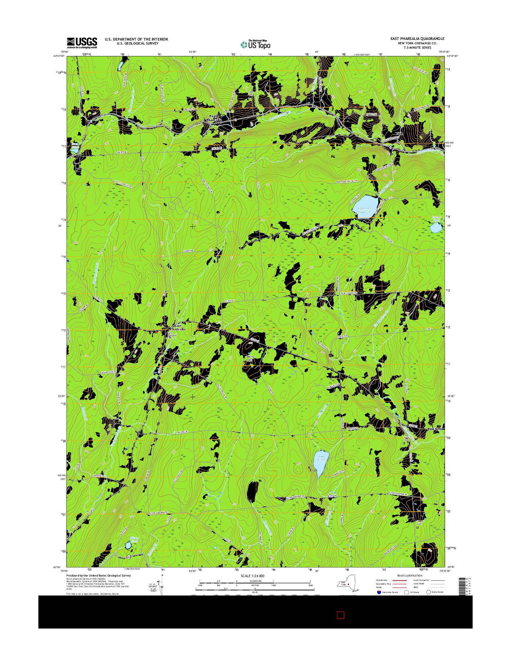 USGS US TOPO 7.5-MINUTE MAP FOR EAST PHARSALIA, NY 2016