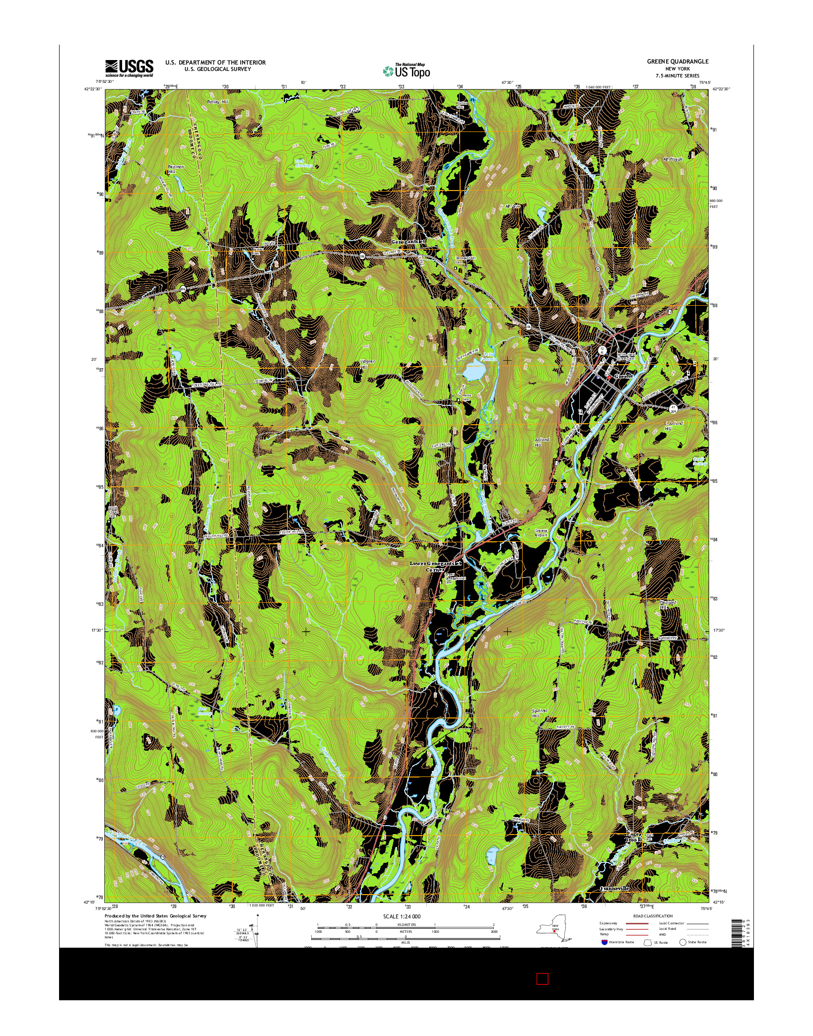 USGS US TOPO 7.5-MINUTE MAP FOR GREENE, NY 2016