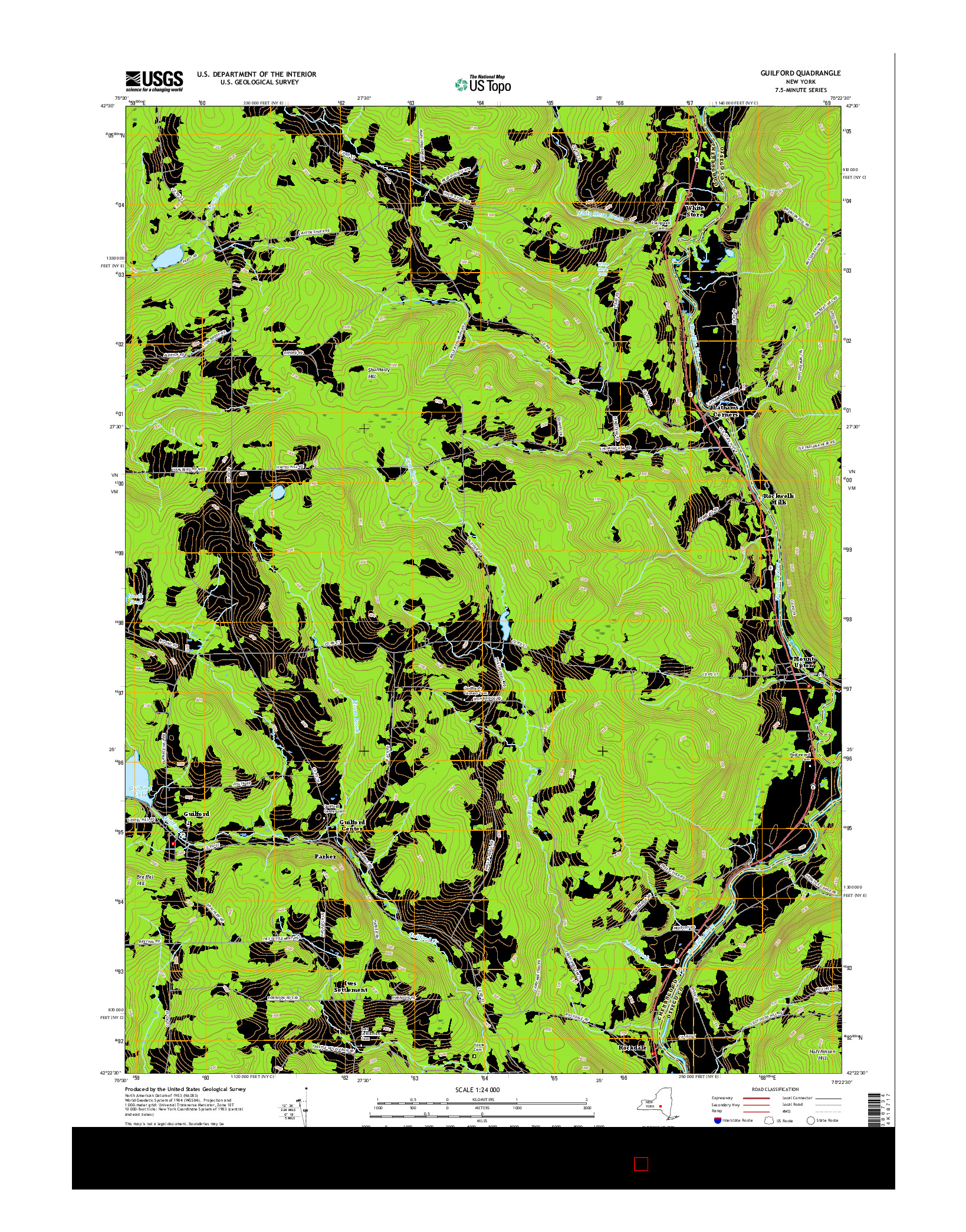 USGS US TOPO 7.5-MINUTE MAP FOR GUILFORD, NY 2016