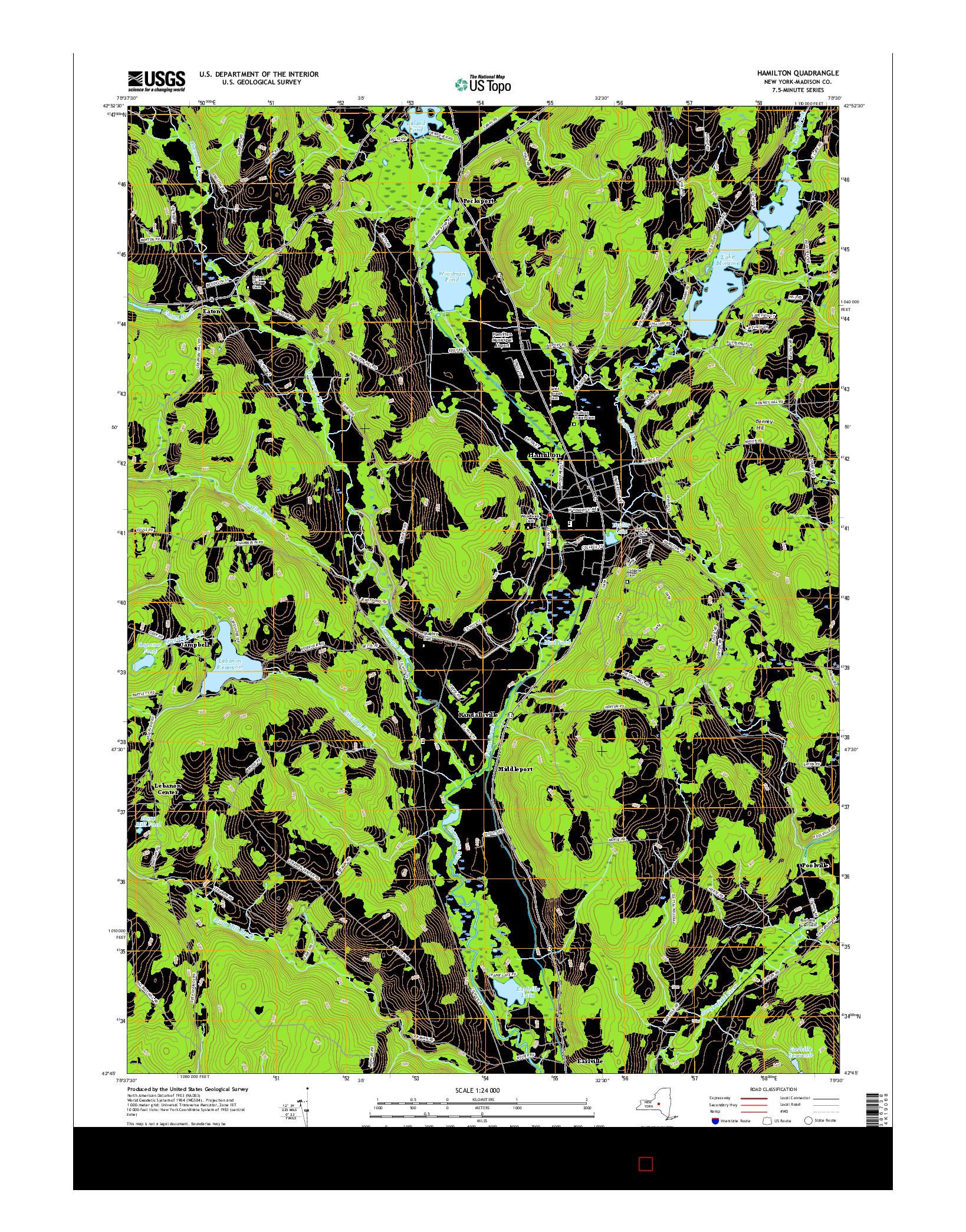 USGS US TOPO 7.5-MINUTE MAP FOR HAMILTON, NY 2016