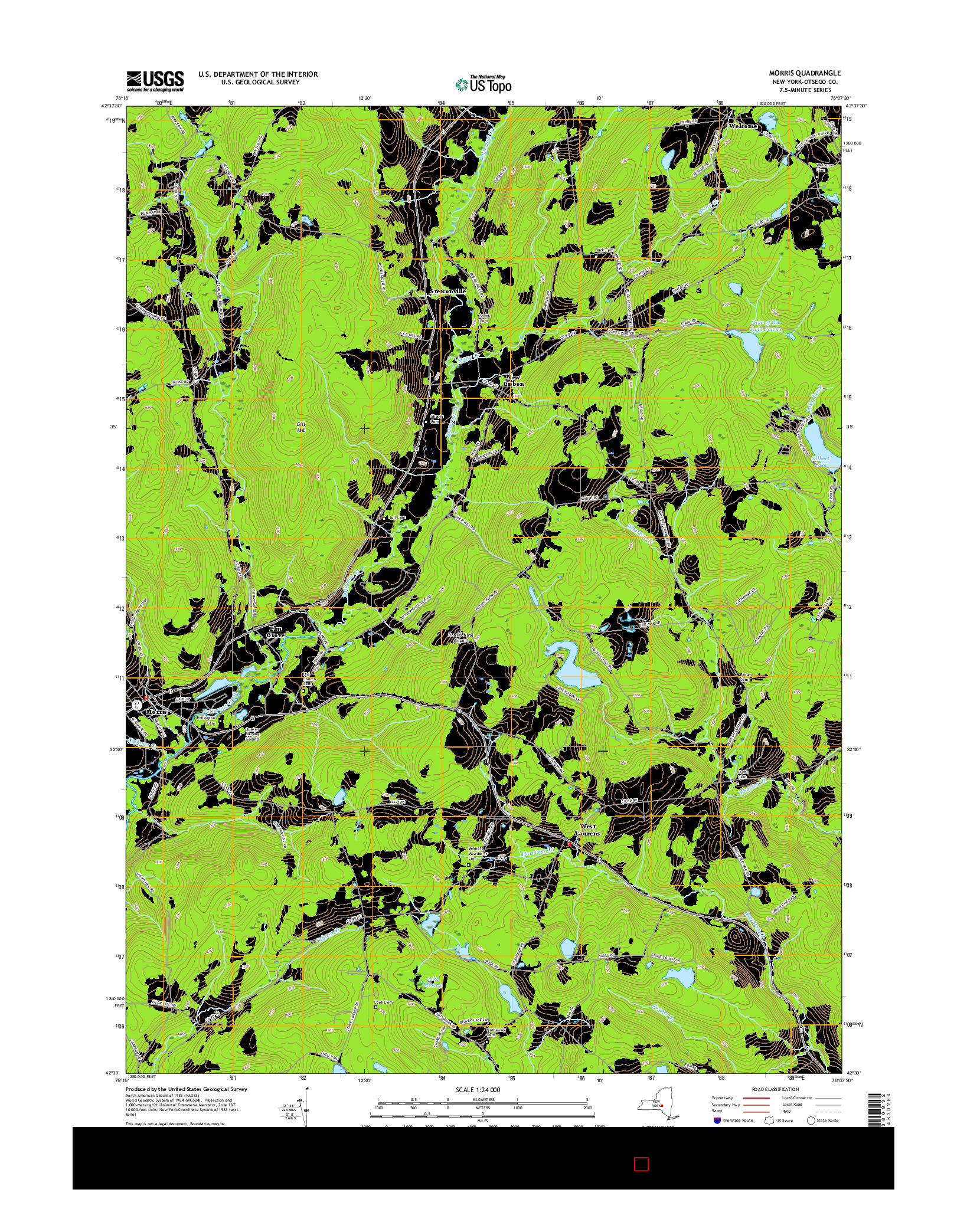 USGS US TOPO 7.5-MINUTE MAP FOR MORRIS, NY 2016