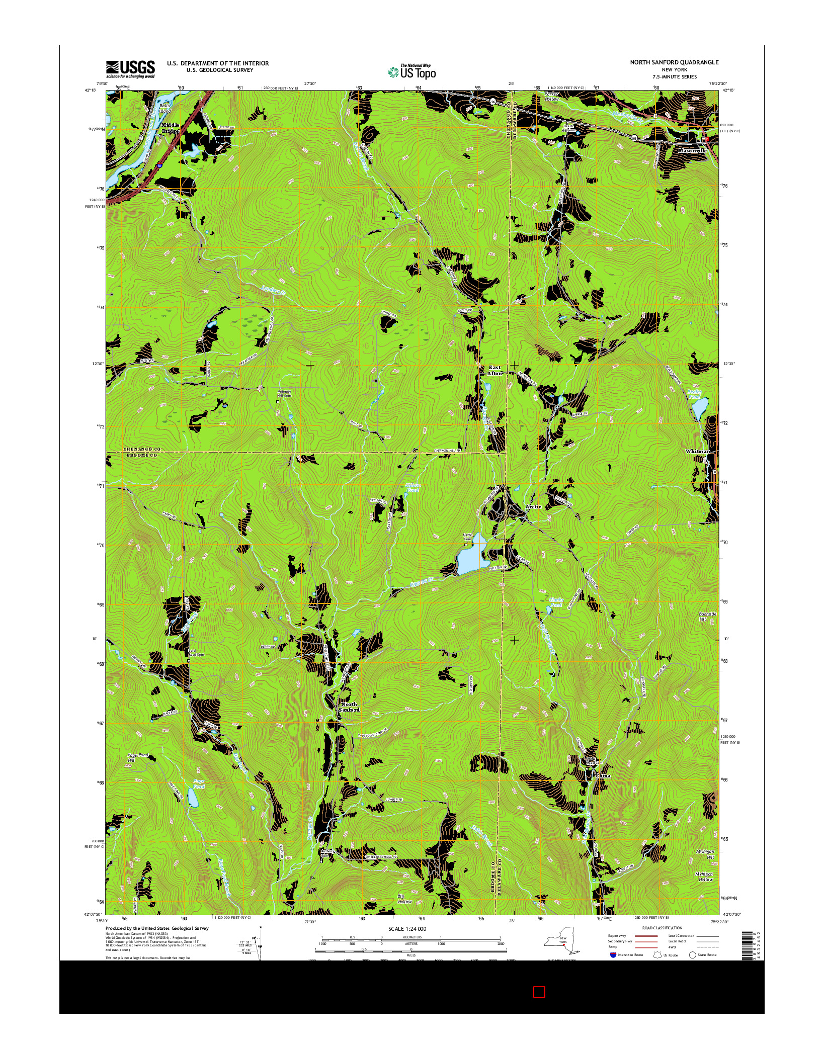 USGS US TOPO 7.5-MINUTE MAP FOR NORTH SANFORD, NY 2016