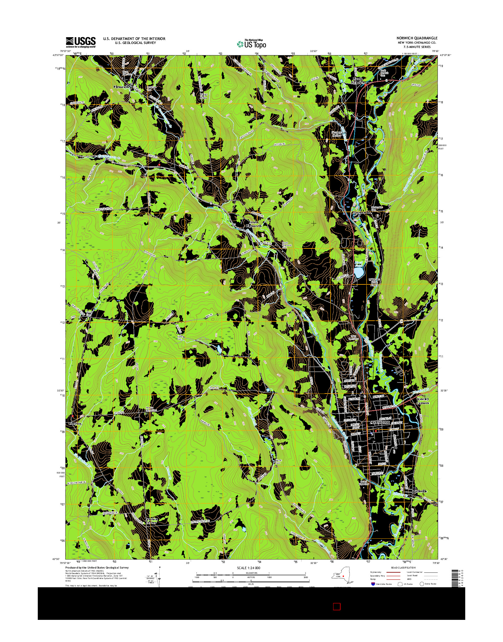 USGS US TOPO 7.5-MINUTE MAP FOR NORWICH, NY 2016