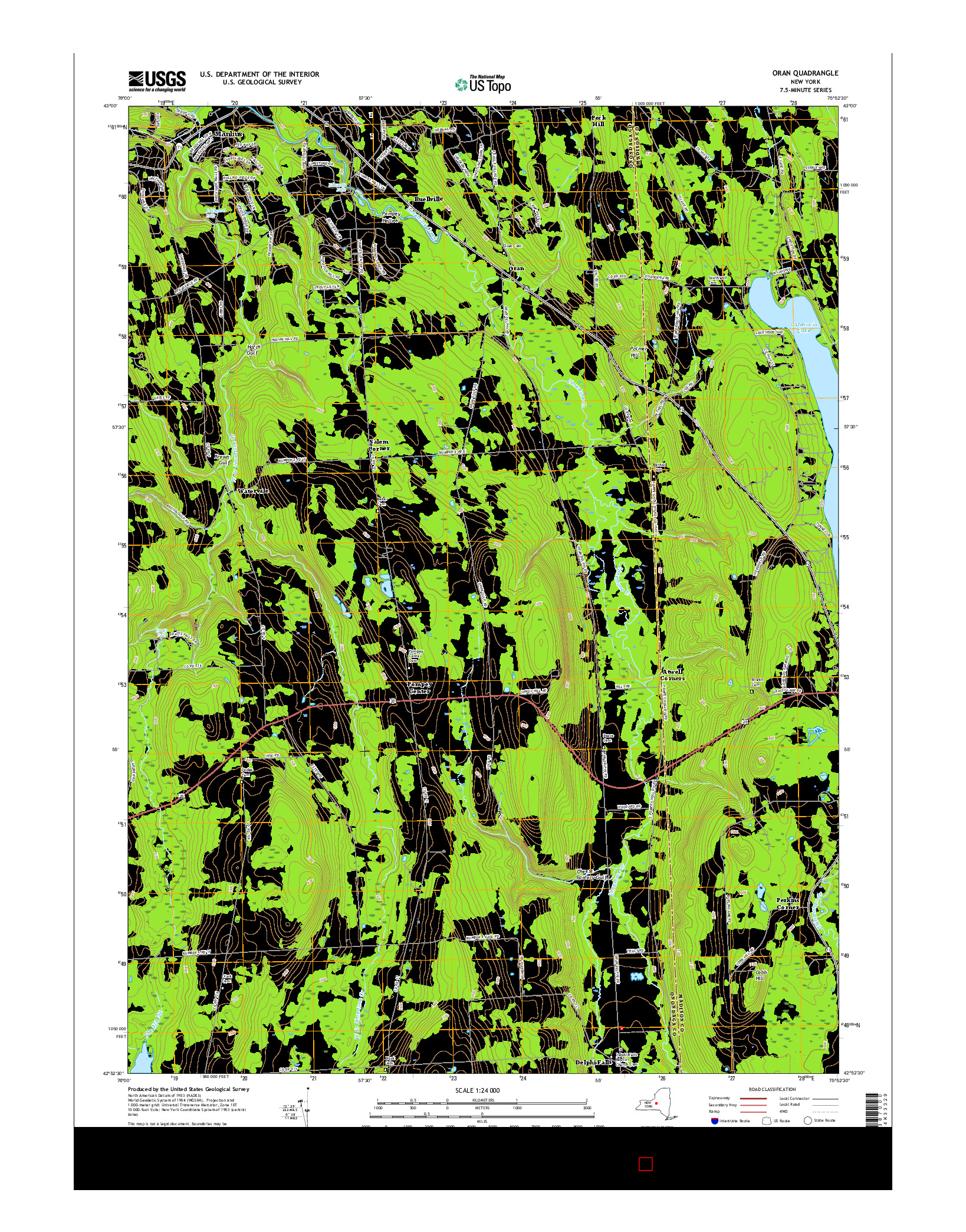 USGS US TOPO 7.5-MINUTE MAP FOR ORAN, NY 2016