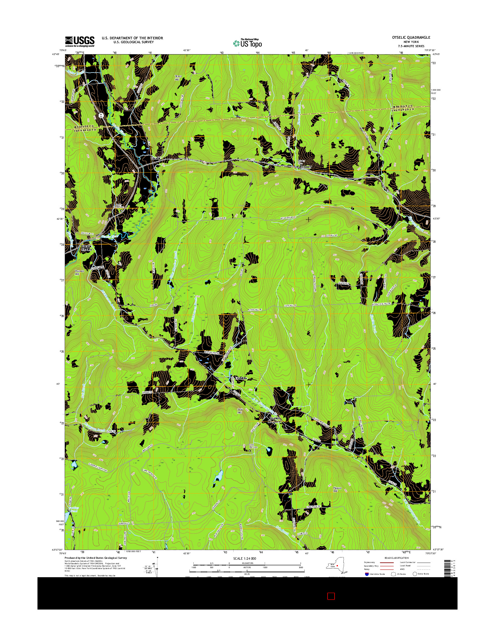 USGS US TOPO 7.5-MINUTE MAP FOR OTSELIC, NY 2016